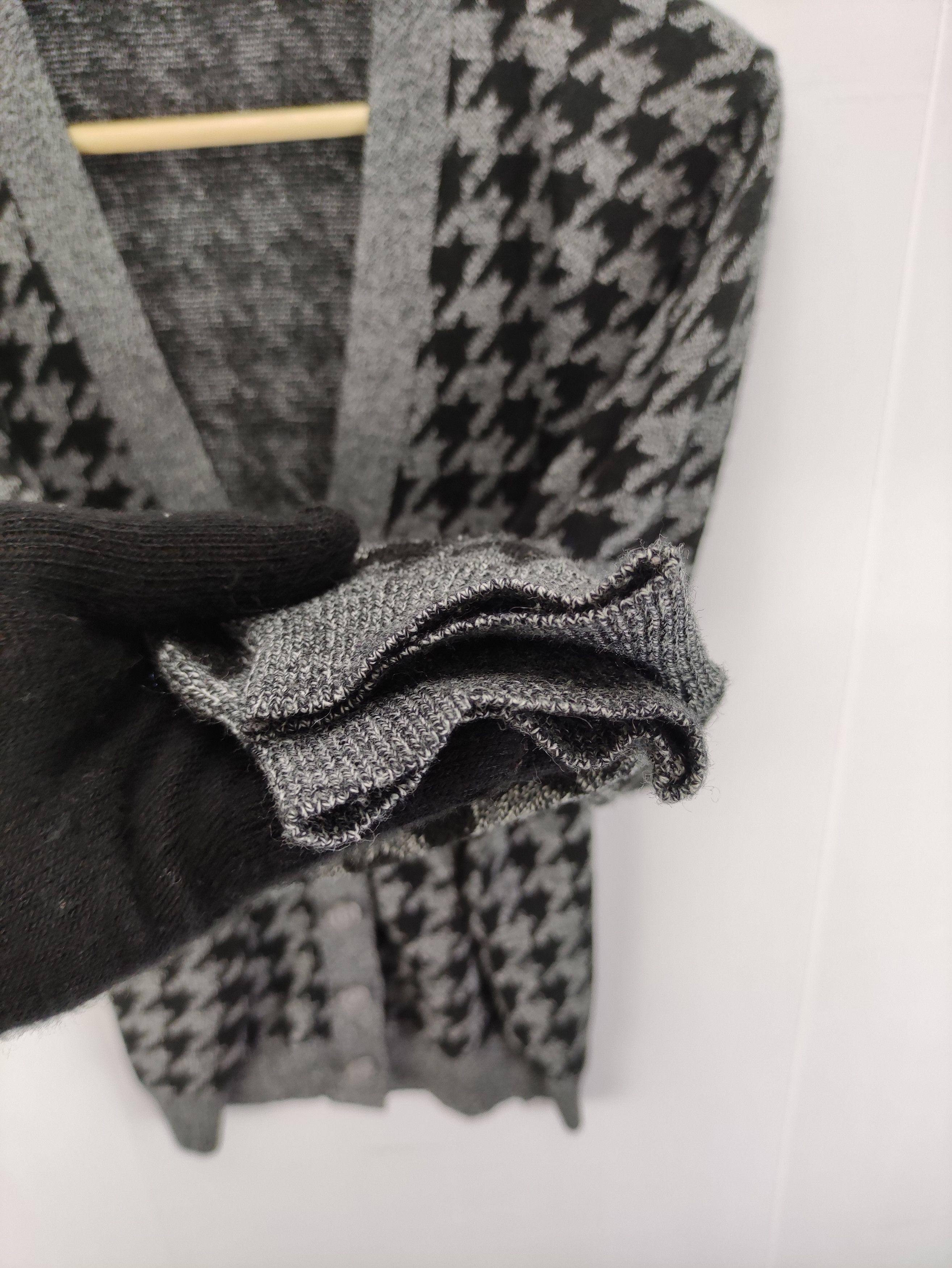 Aran Isles Knitwear Vintage Renown Houndstooth Cardigan Knit Sweater Size M / US 6-8 / IT 42-44 - 2 Thumbnail