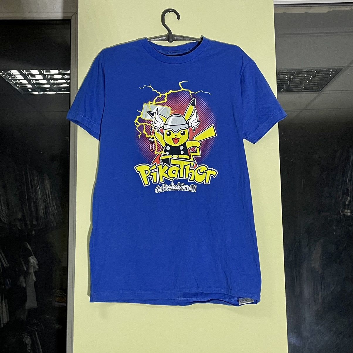image of Cartoon Network x Pokemon Vintage Y2K Pokémon Art Tee Streetwear Hype Pikachu in Blue (Size Medium)