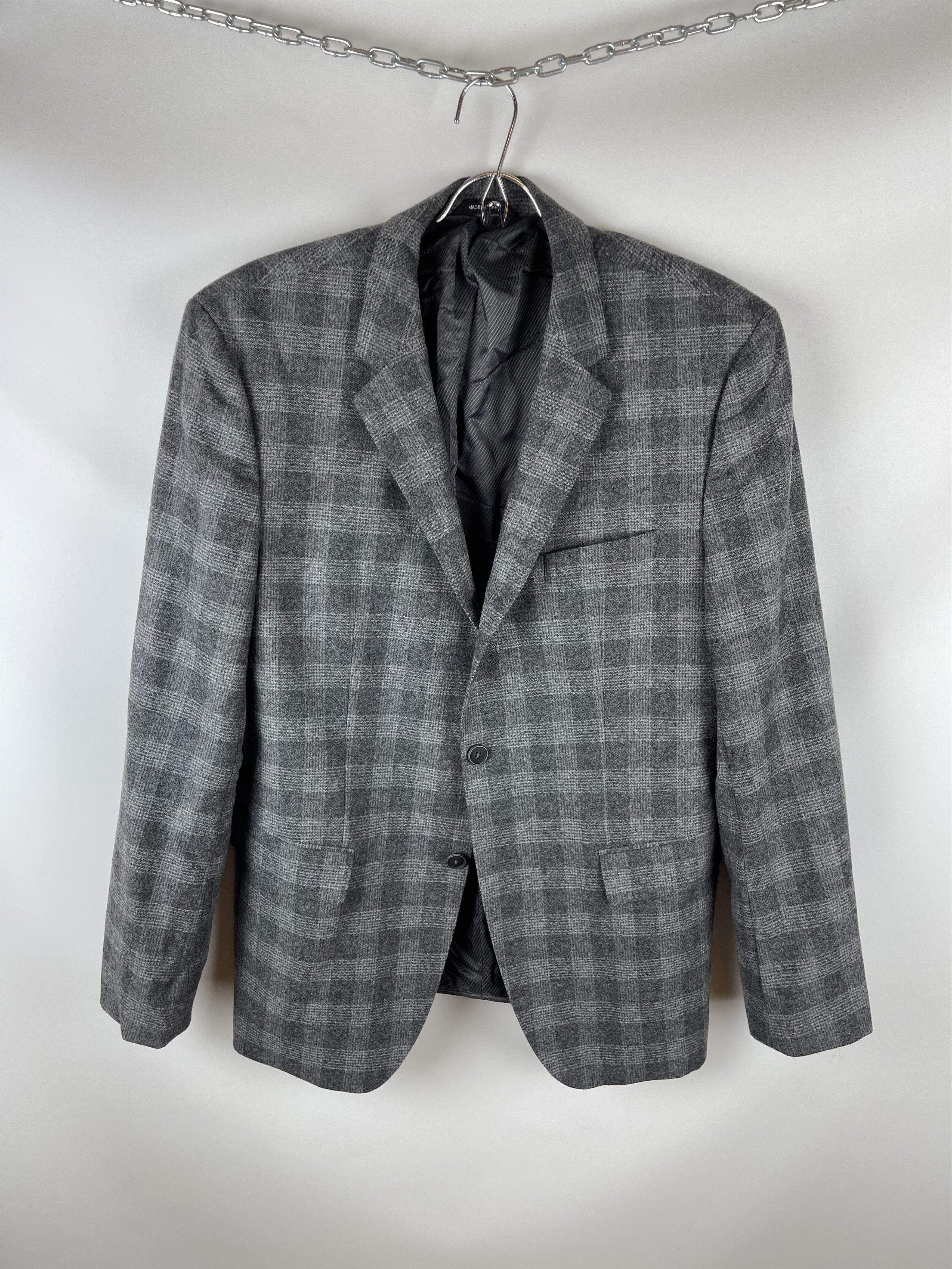 Hugo Boss Hugo Boss Stretch wool plaid checkered 2 button blazer Size 42R - 1 Thumbnail