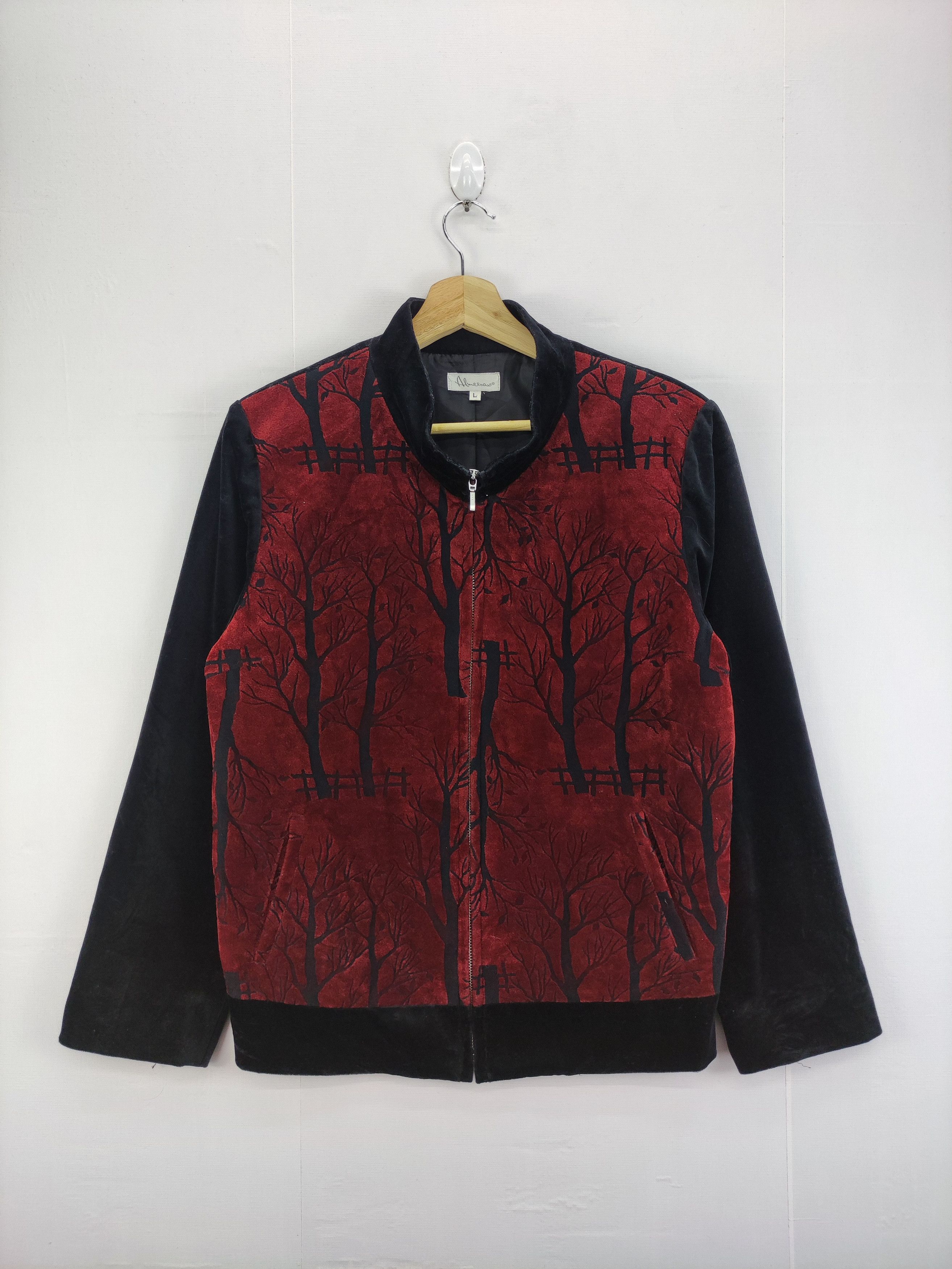 image of Vintage Almernays Velvet Jacket Zipper in Black/Maroon, Women's (Size Medium)