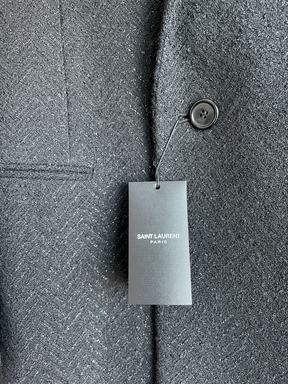 Hedi Slimane × Saint Laurent Paris × Yves Saint Laurent $4,500 Super Runway Iconic Heavy Lurex Wool Coat Brane New Size US XL / EU 56 / 4 - 19 Thumbnail