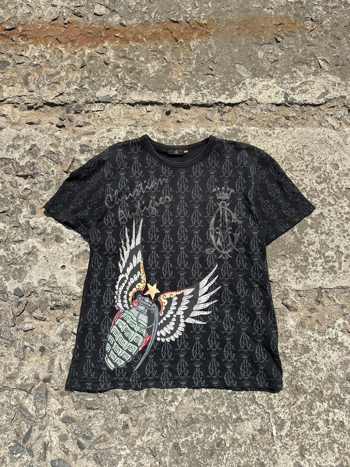 Christian Audigier × Ed Hardy Vintage Y2K Christian Audigier Women’s Monogram T-Shirt Size M / US 6-8 / IT 42-44 - 1 Thumbnail