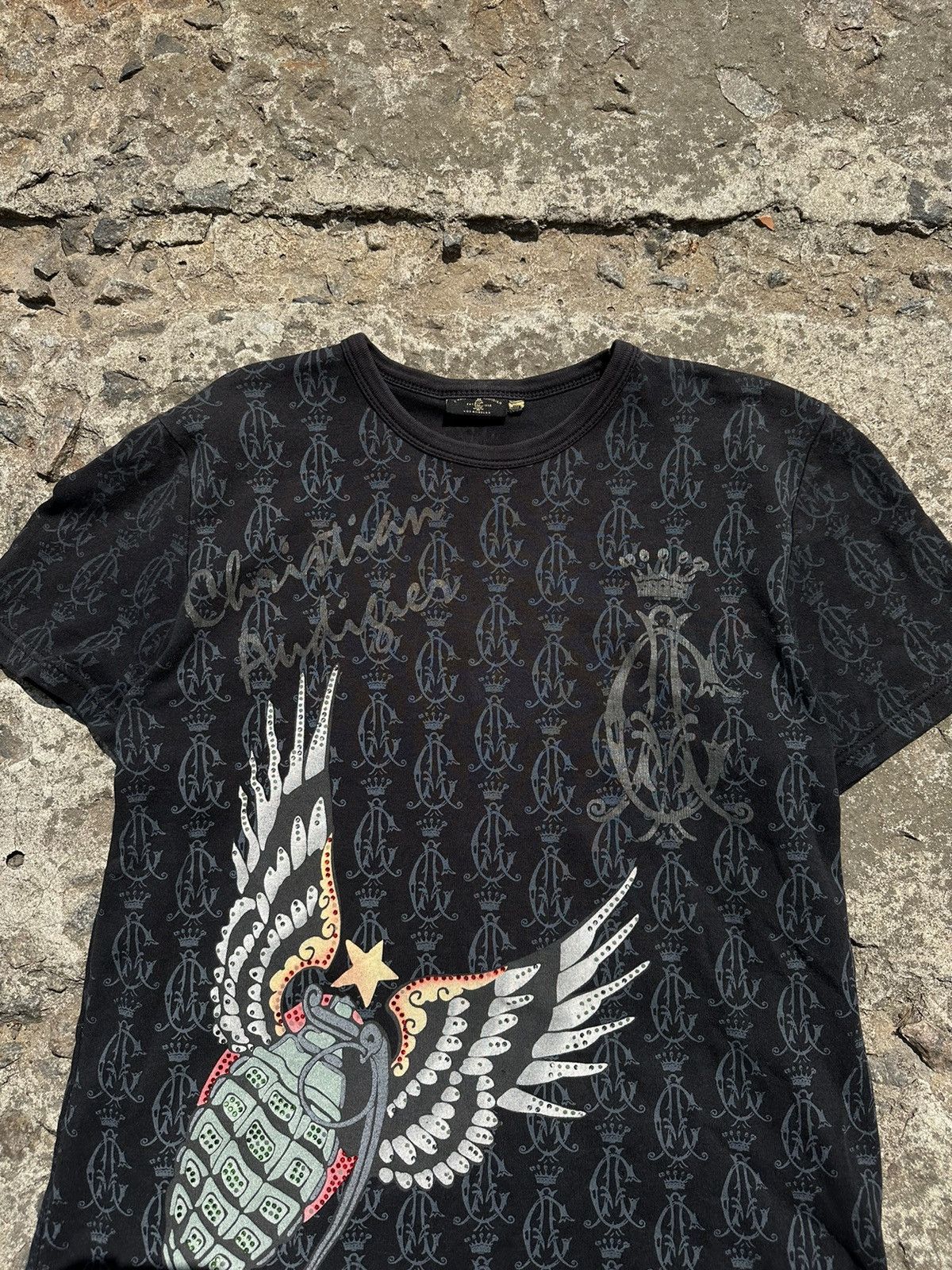 Christian Audigier × Ed Hardy Vintage Y2K Christian Audigier Women’s Monogram T-Shirt Size M / US 6-8 / IT 42-44 - 2 Thumbnail