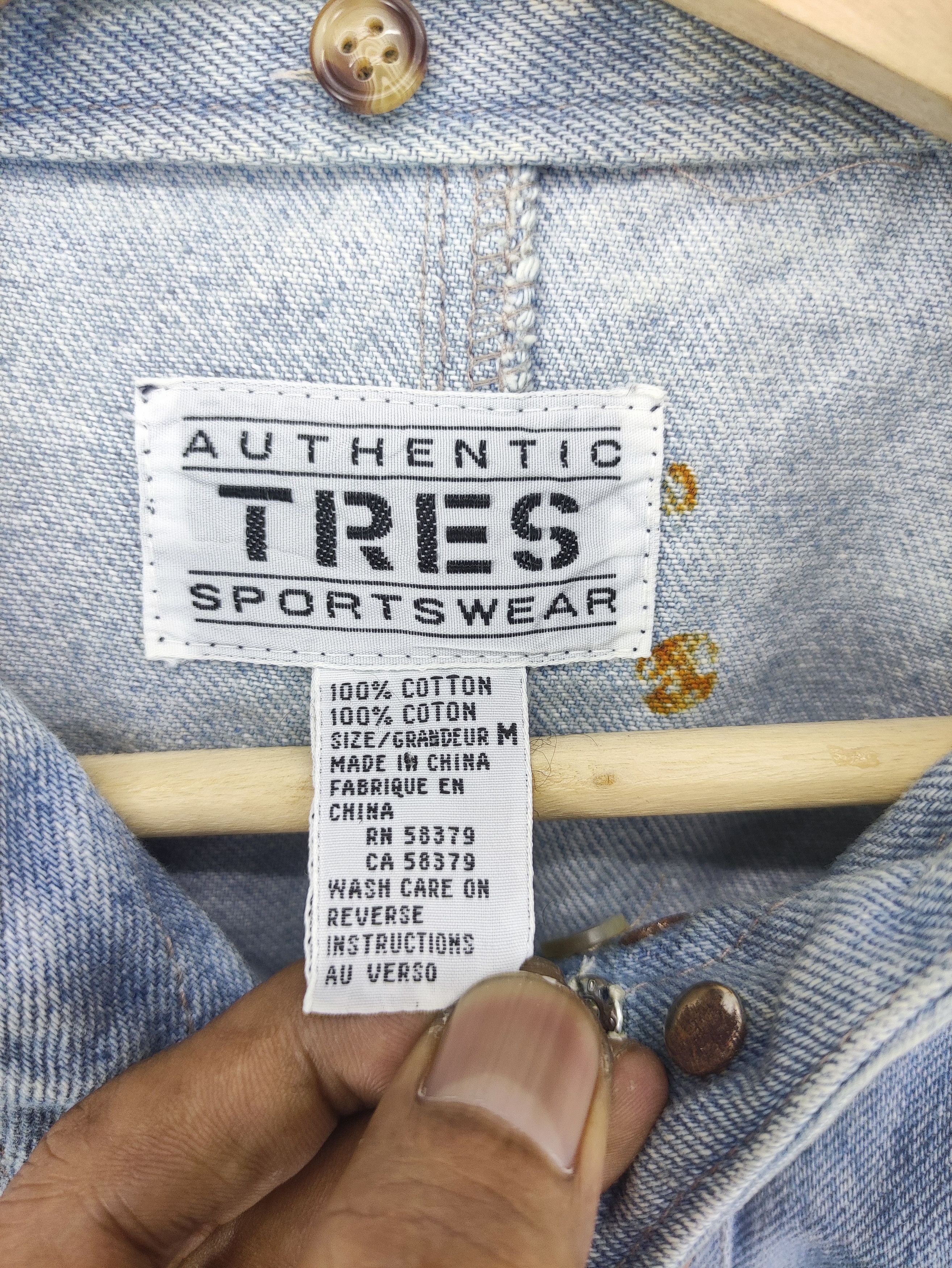 Denime Vintage Tres Sportswear Denim Jacket Zipper Size XL / US 12-14 / IT 48-50 - 3 Thumbnail