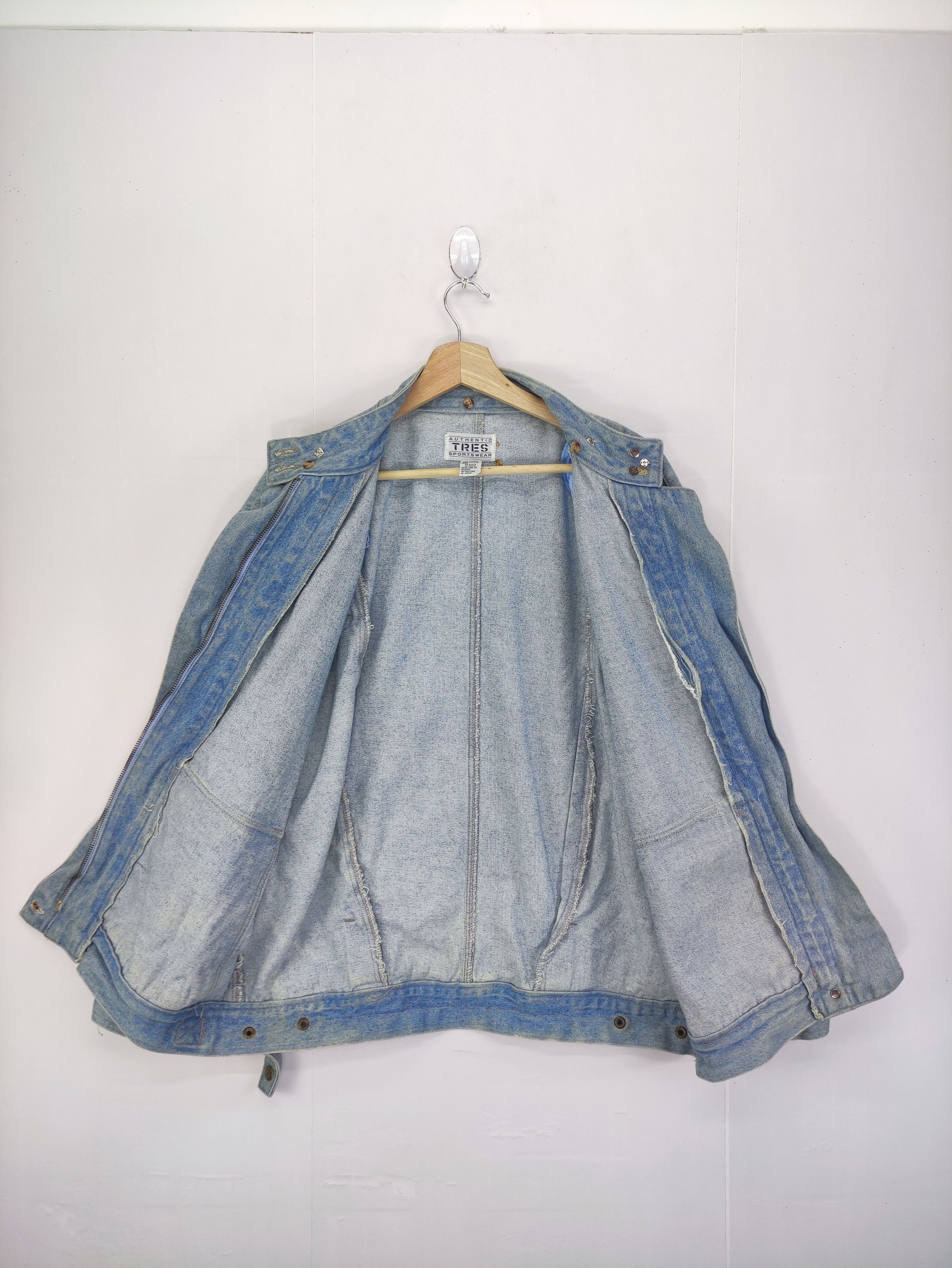 Denime Vintage Tres Sportswear Denim Jacket Zipper Size XL / US 12-14 / IT 48-50 - 7 Thumbnail