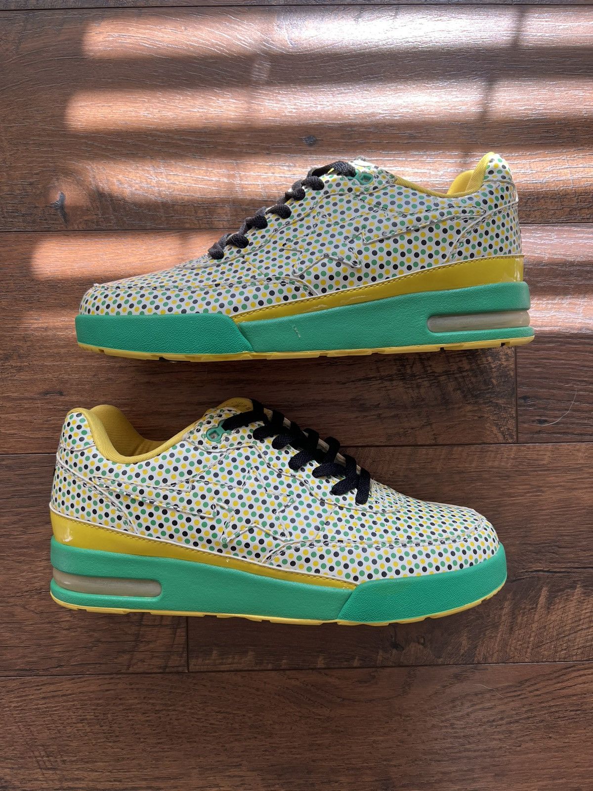 image of 2006 Bape Polka Dot Roadsta Brazil Shoes in White Yellow Green, Men's (Size 8.5)
