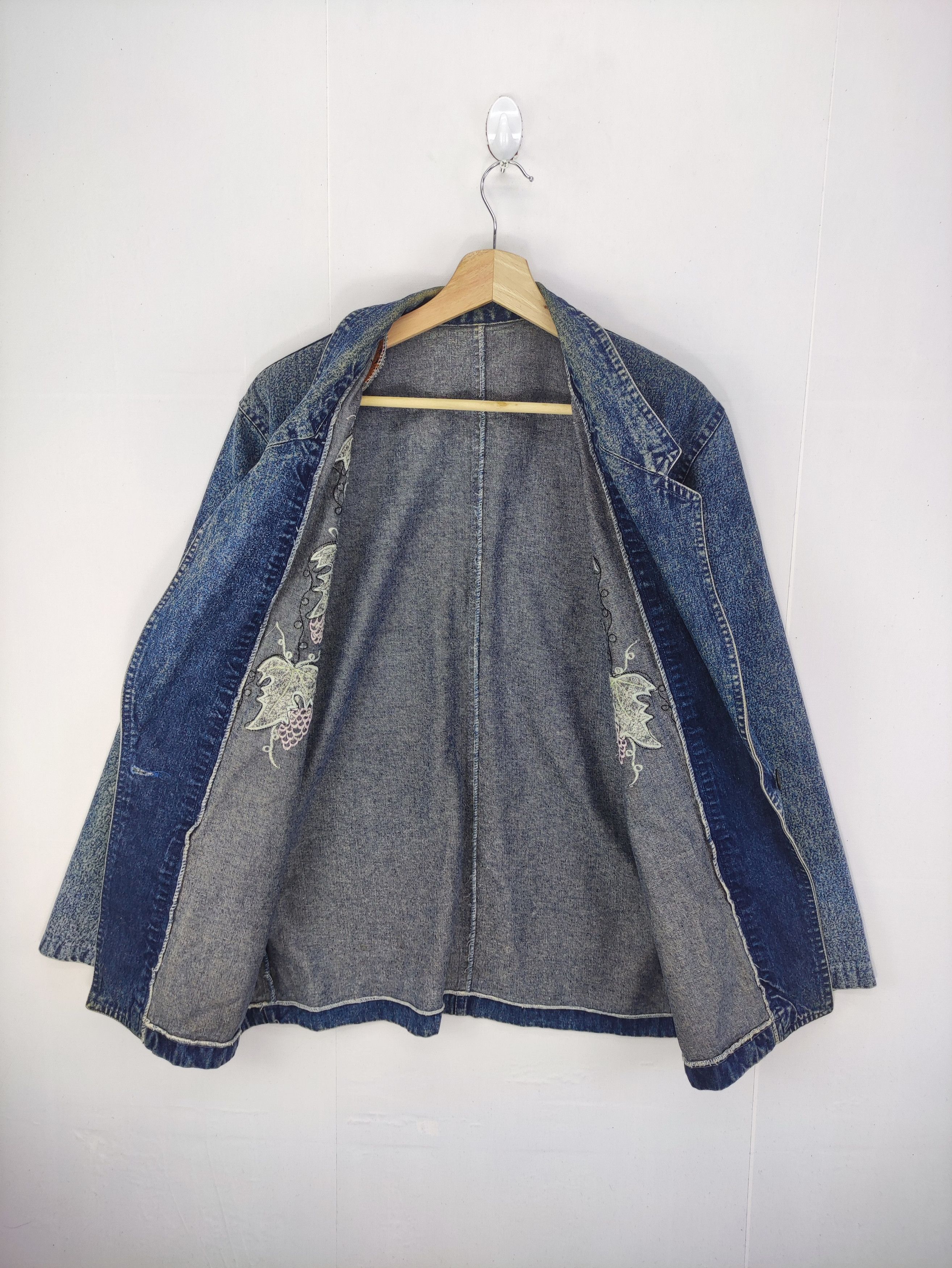 Denime Vintage 90s Denim Jacket Embroidered Logo Size M / US 6-8 / IT 42-44 - 5 Thumbnail