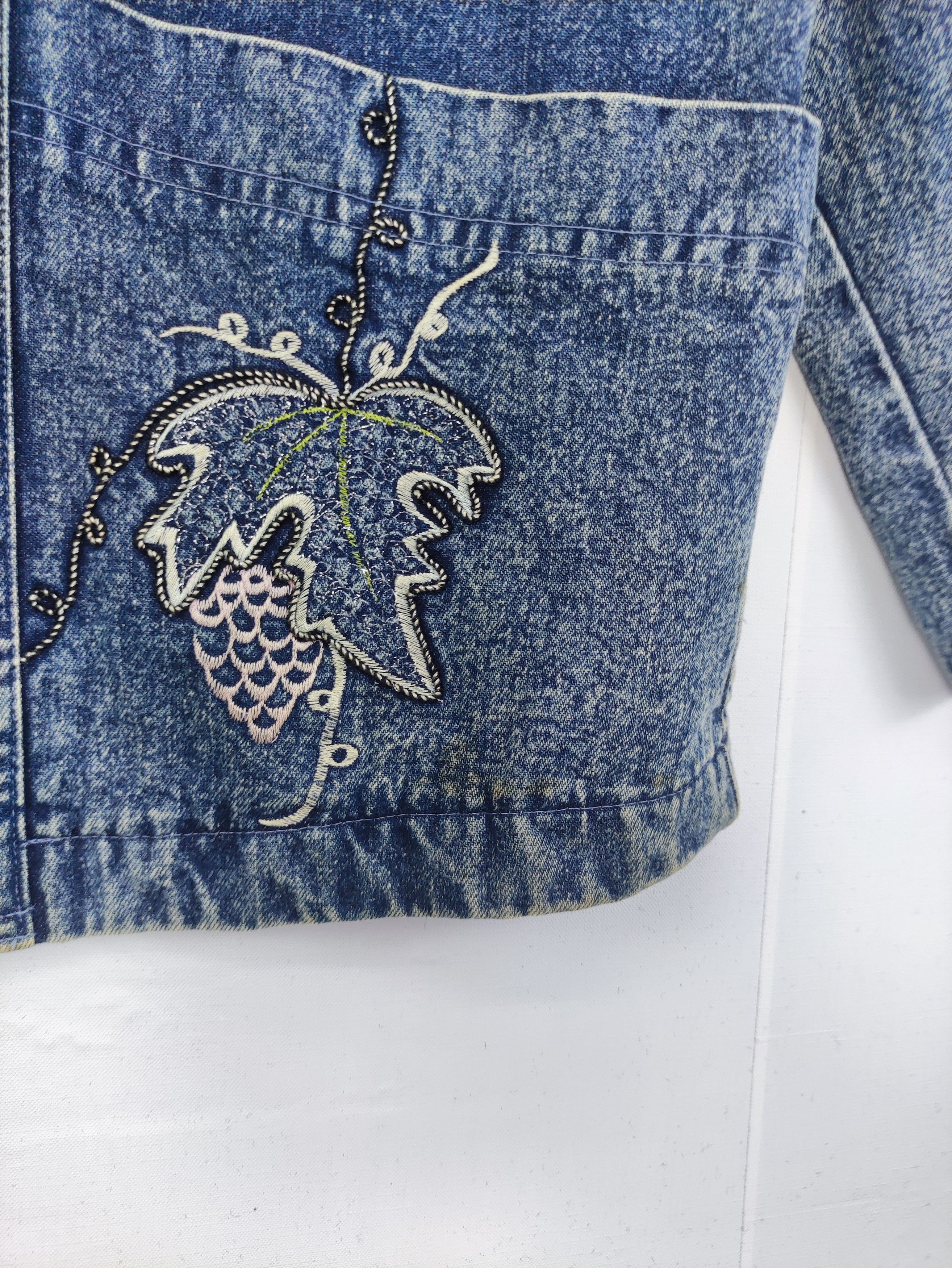 Denime Vintage 90s Denim Jacket Embroidered Logo Size M / US 6-8 / IT 42-44 - 2 Thumbnail