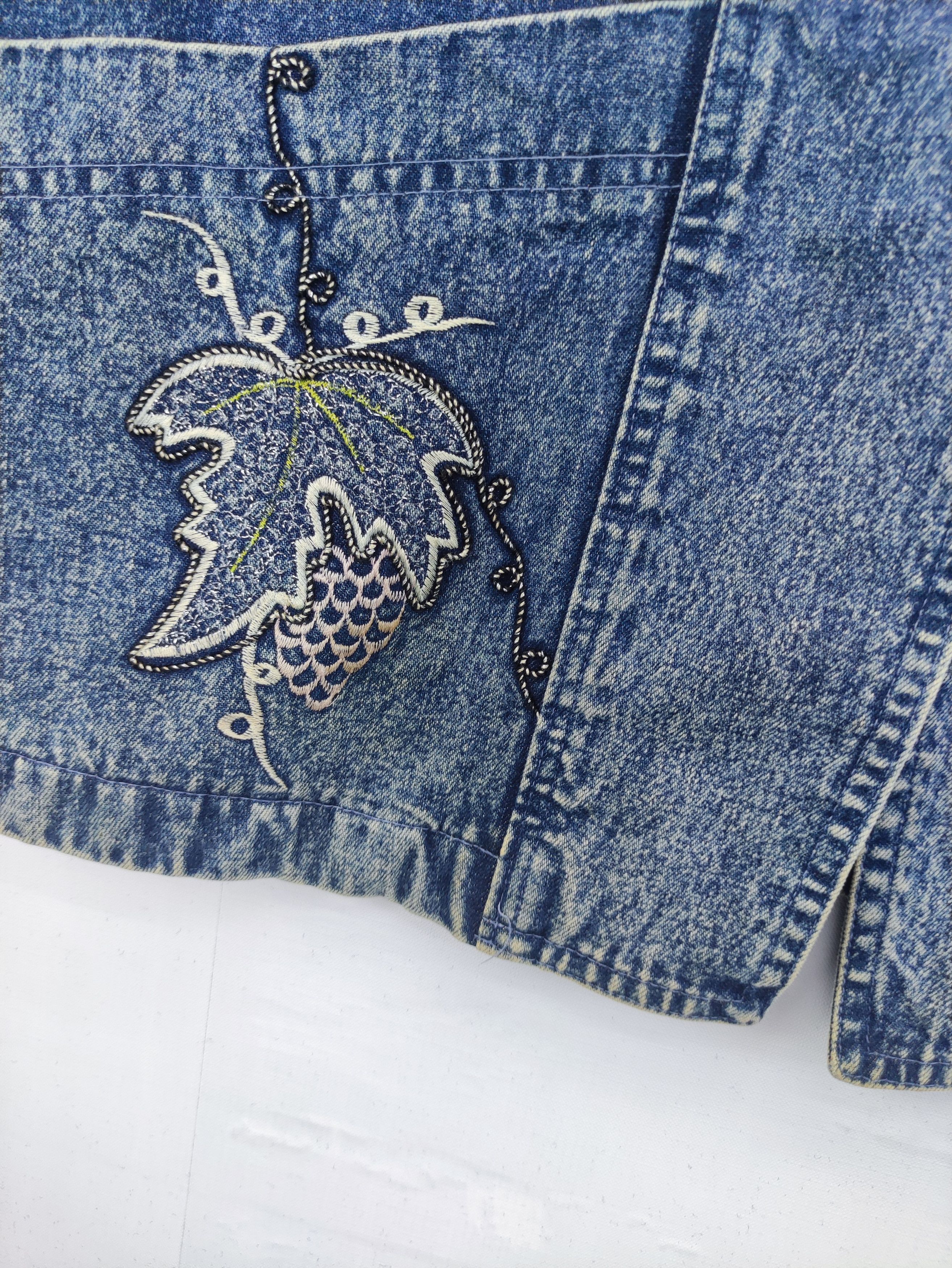 Denime Vintage 90s Denim Jacket Embroidered Logo Size M / US 6-8 / IT 42-44 - 3 Thumbnail