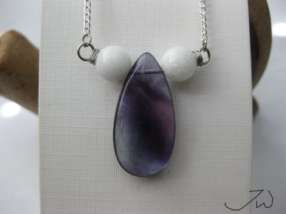 Handmade Crystal Chain Necklace with White Beads Size ONE SIZE - 4 Thumbnail