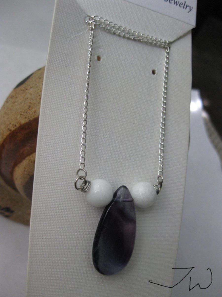 Handmade Crystal Chain Necklace with White Beads Size ONE SIZE - 3 Thumbnail