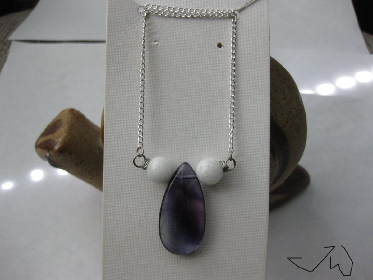 Handmade Crystal Chain Necklace with White Beads Size ONE SIZE - 1 Thumbnail