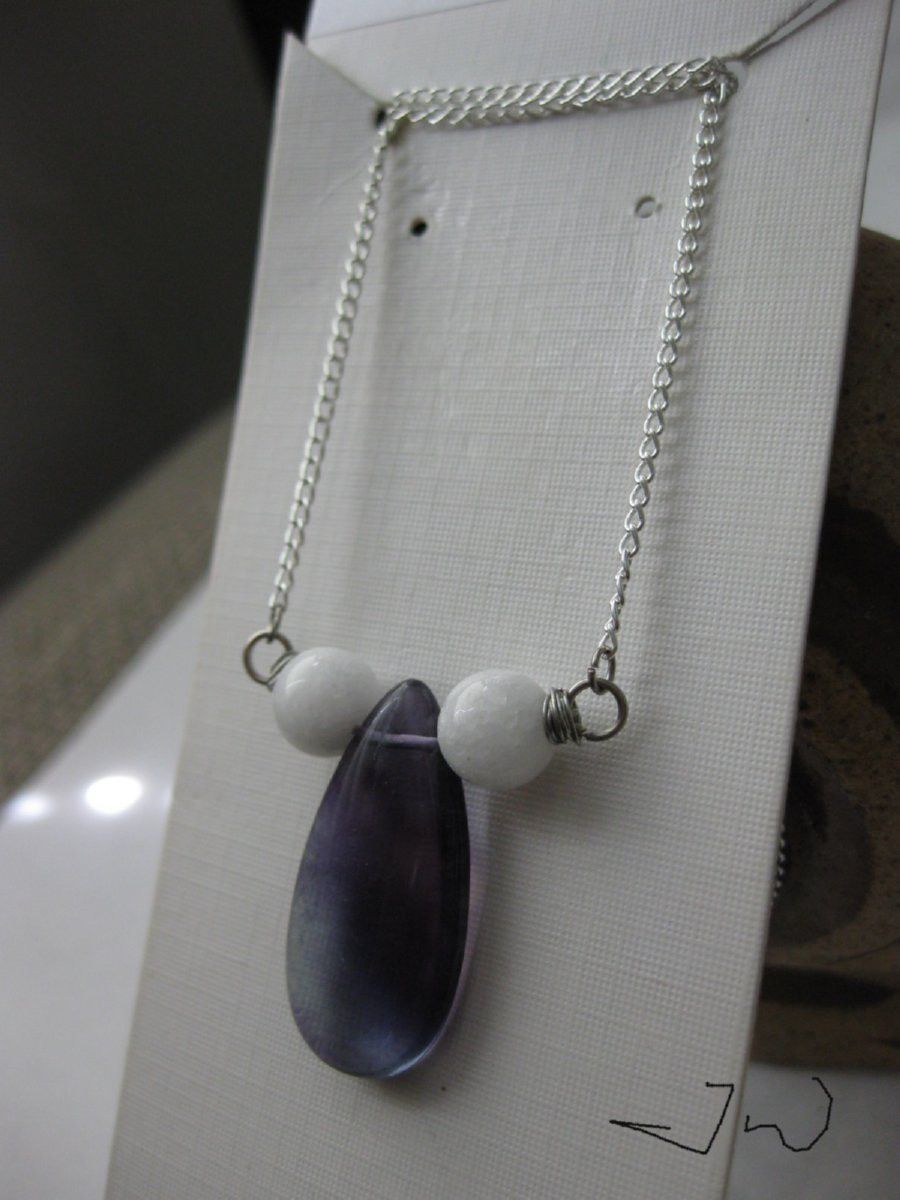 Handmade Crystal Chain Necklace with White Beads Size ONE SIZE - 2 Thumbnail
