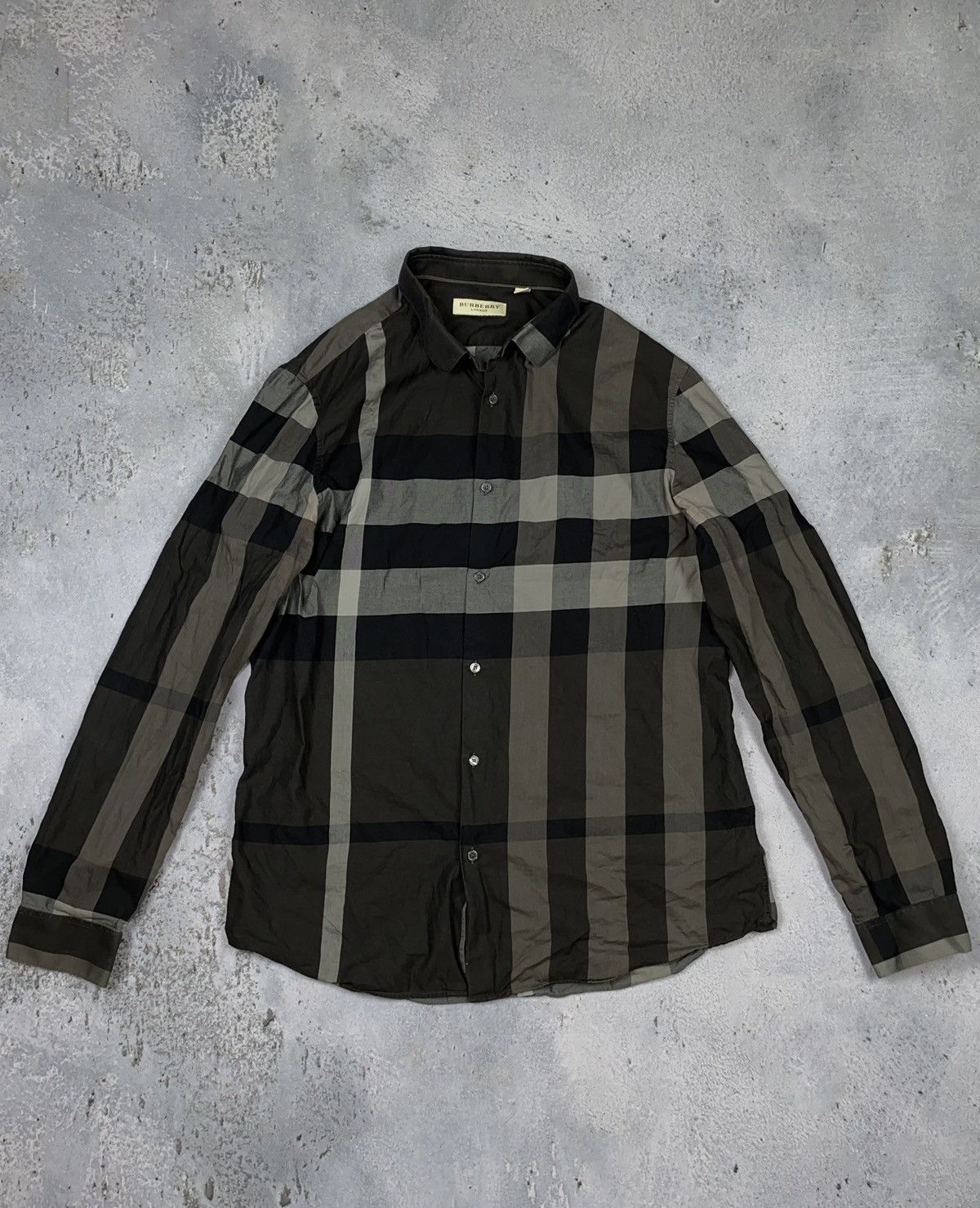 image of Burberry Checkered Shirt in Black/Gray, Men's (Size XL)