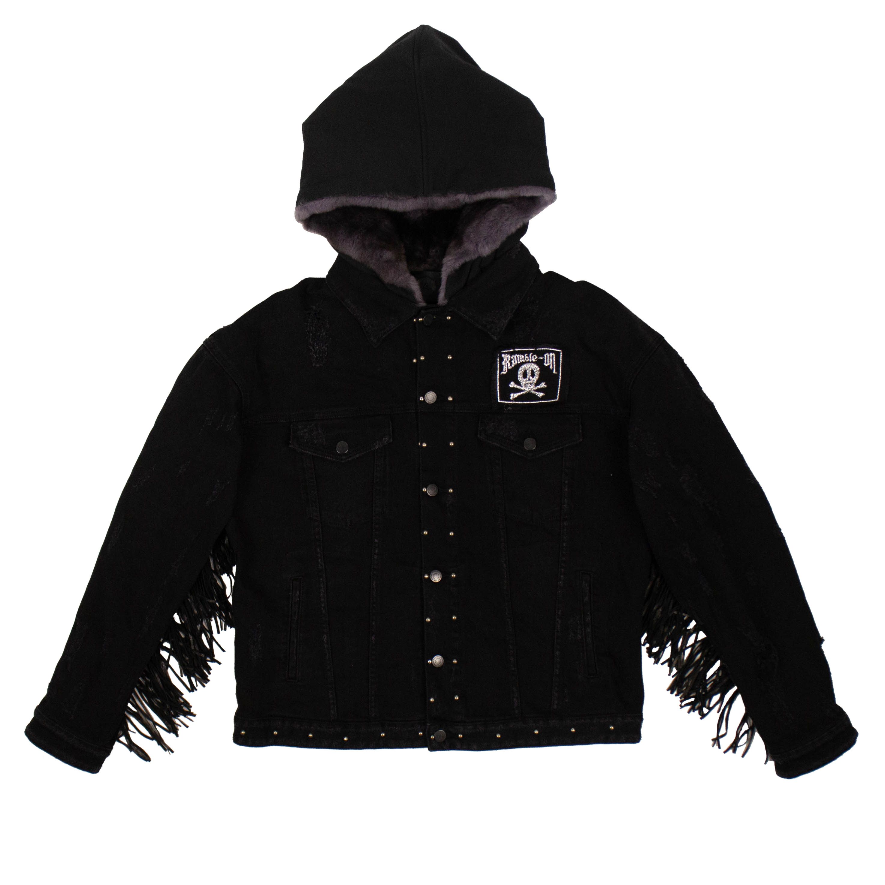 Pre-owned Alchemist Black Denim Tassel Fringed Jacket Size S In Multicolor