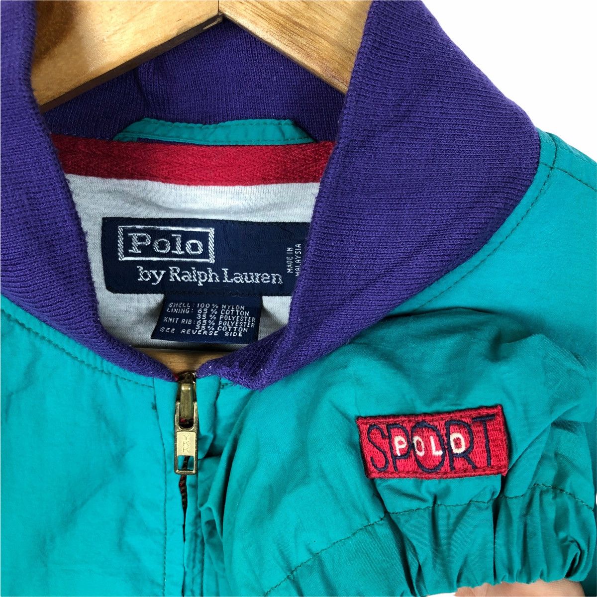 Ralph Lauren POLO SPORT Men's Track Jacket, Size L polyester navy blue type Vintage Second Hand