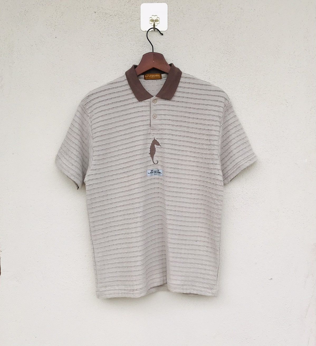 image of Vintage Lancel Seahorses Embroidered Logo in Brown, Men's (Size Medium)
