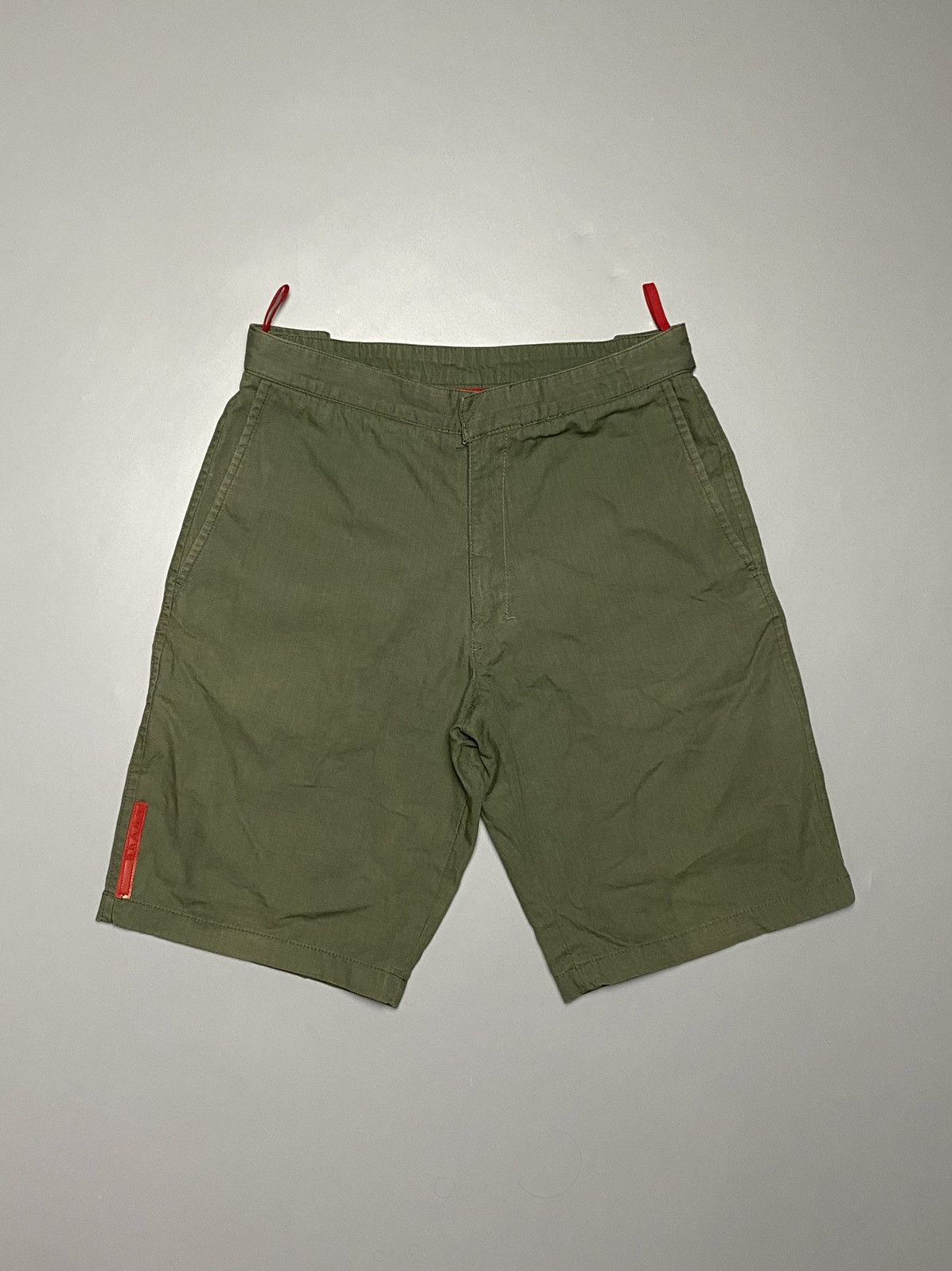 Pre-owned Prada X Vintage Prada Vintage Red Tab Shorts Italy In Khaki