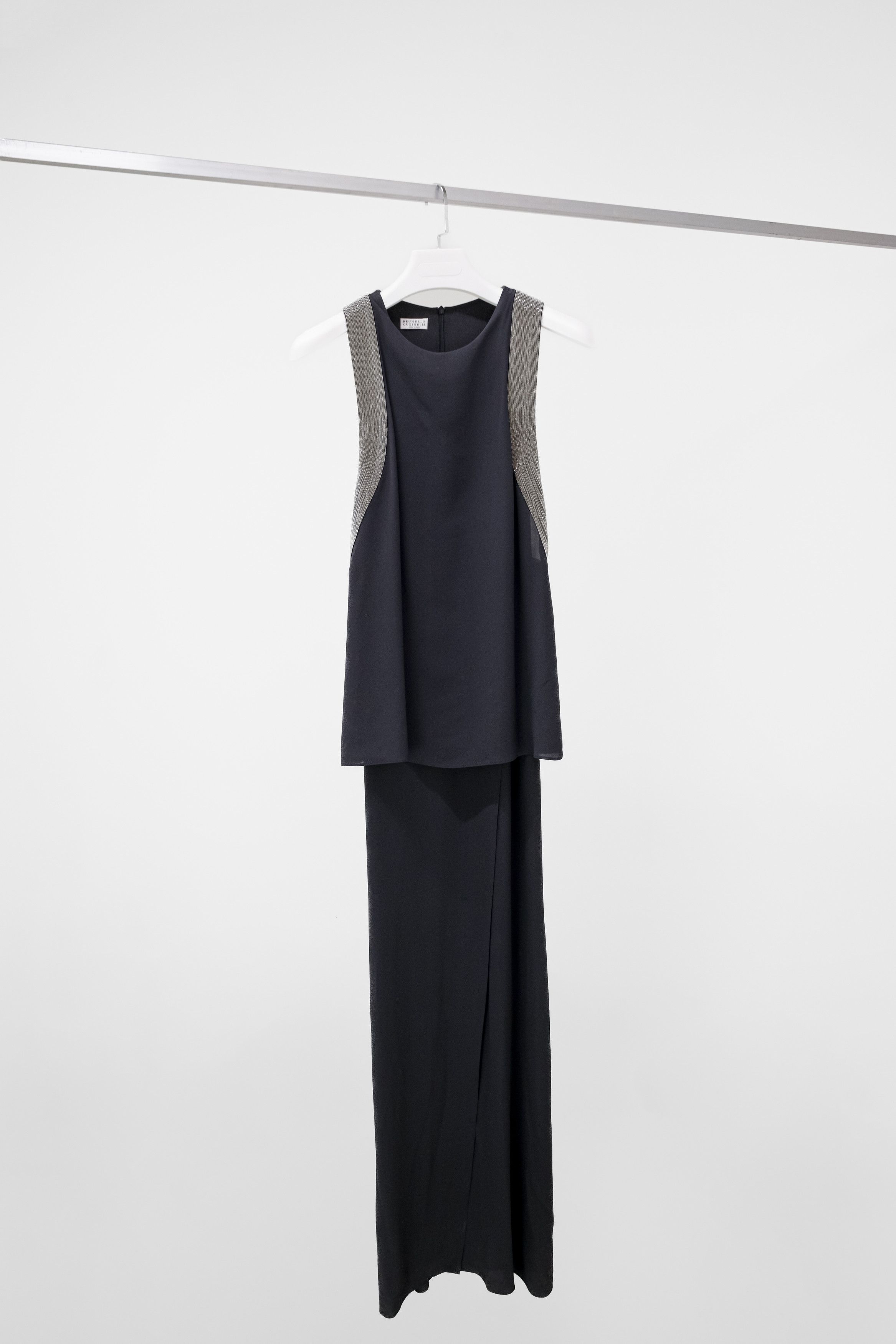 Brunello Cucinelli Gray Layered Maxi Dress