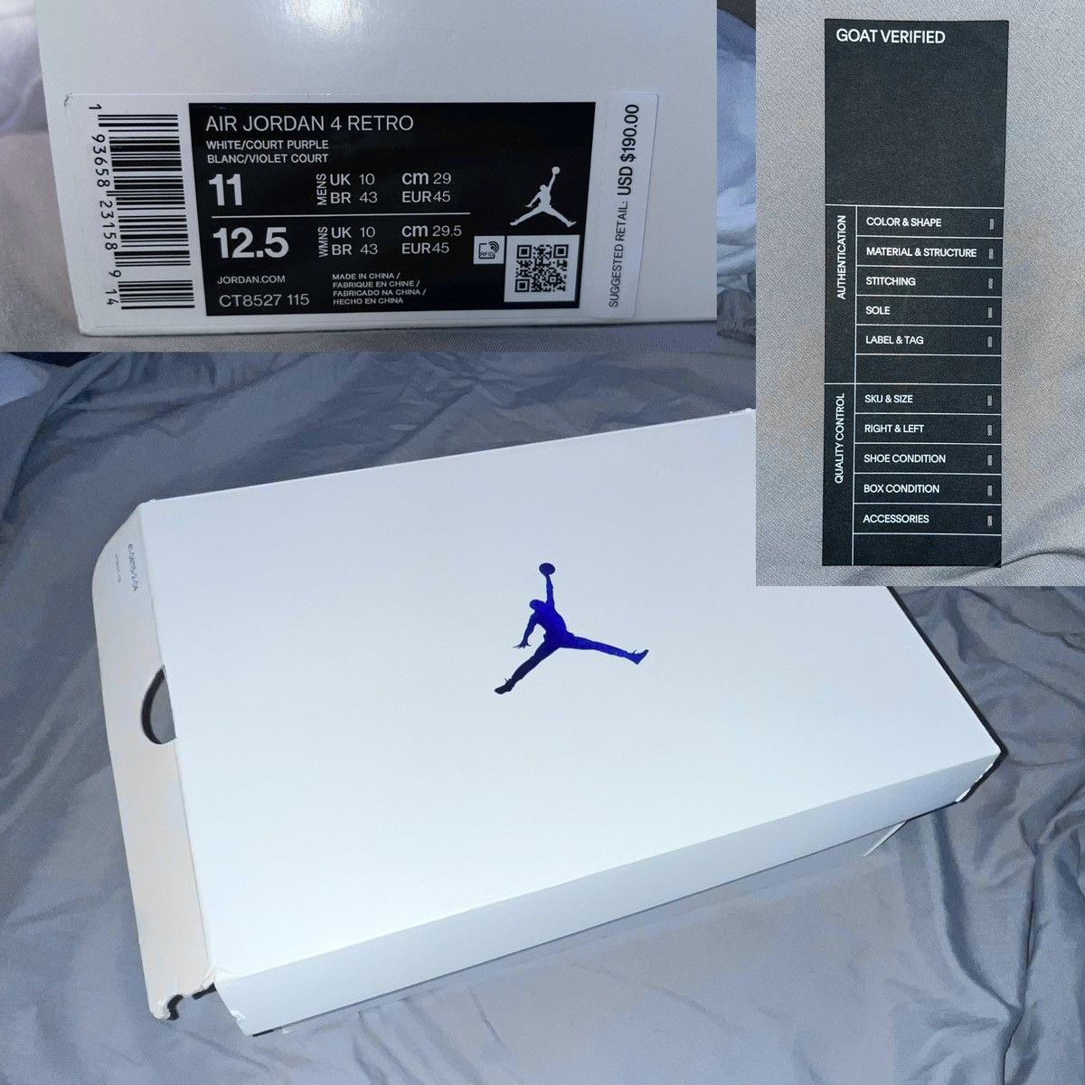 Jordan Brand × Nike Jordan 4 Retro Metallic Purple (Box Included) Size US 11 / EU 44 - 8 Thumbnail