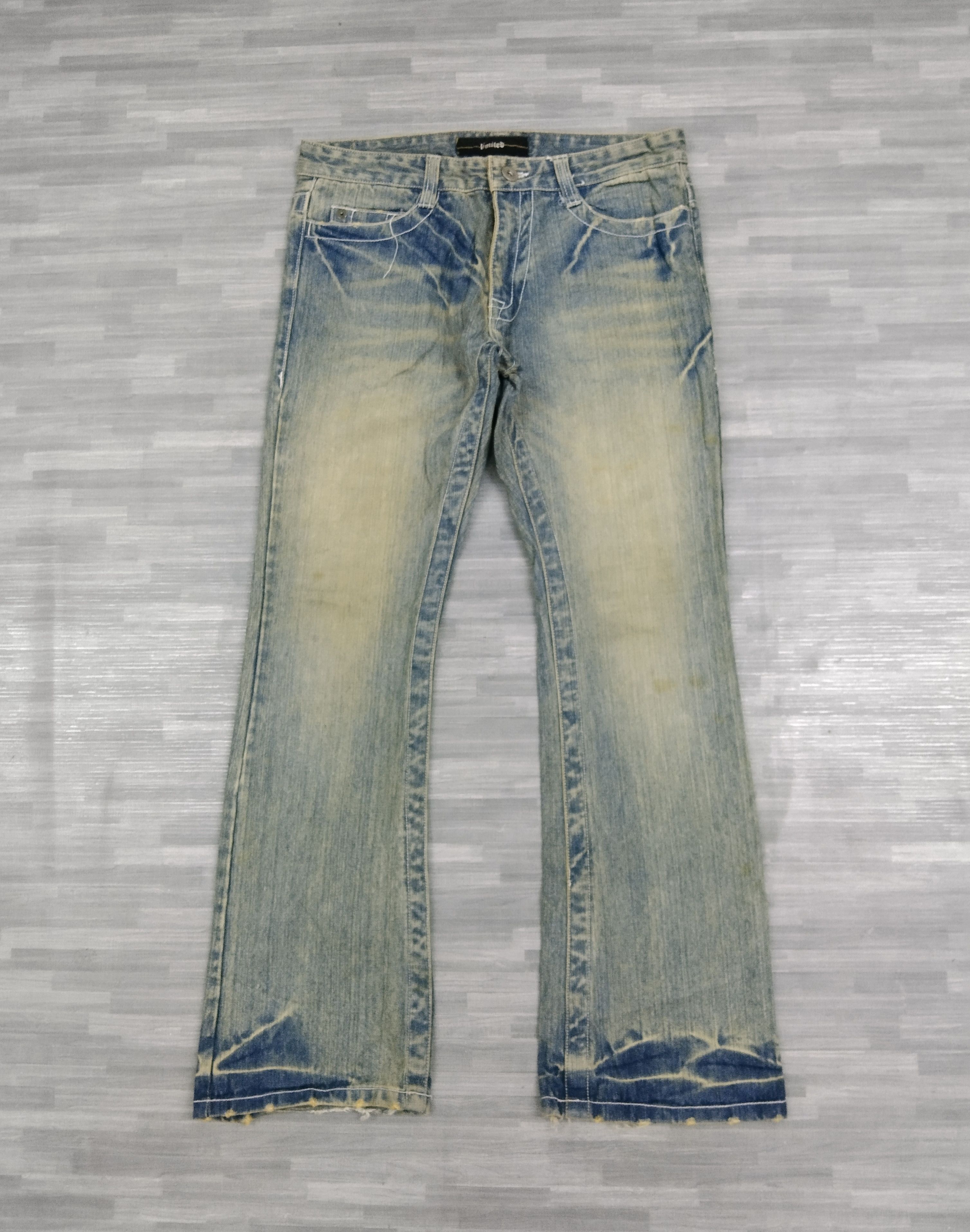 Japanese Brand FLARE🔥DISTRESSED RUSTY LOMA LIMITED DENIM PANTS Size US 31 - 2 Thumbnail