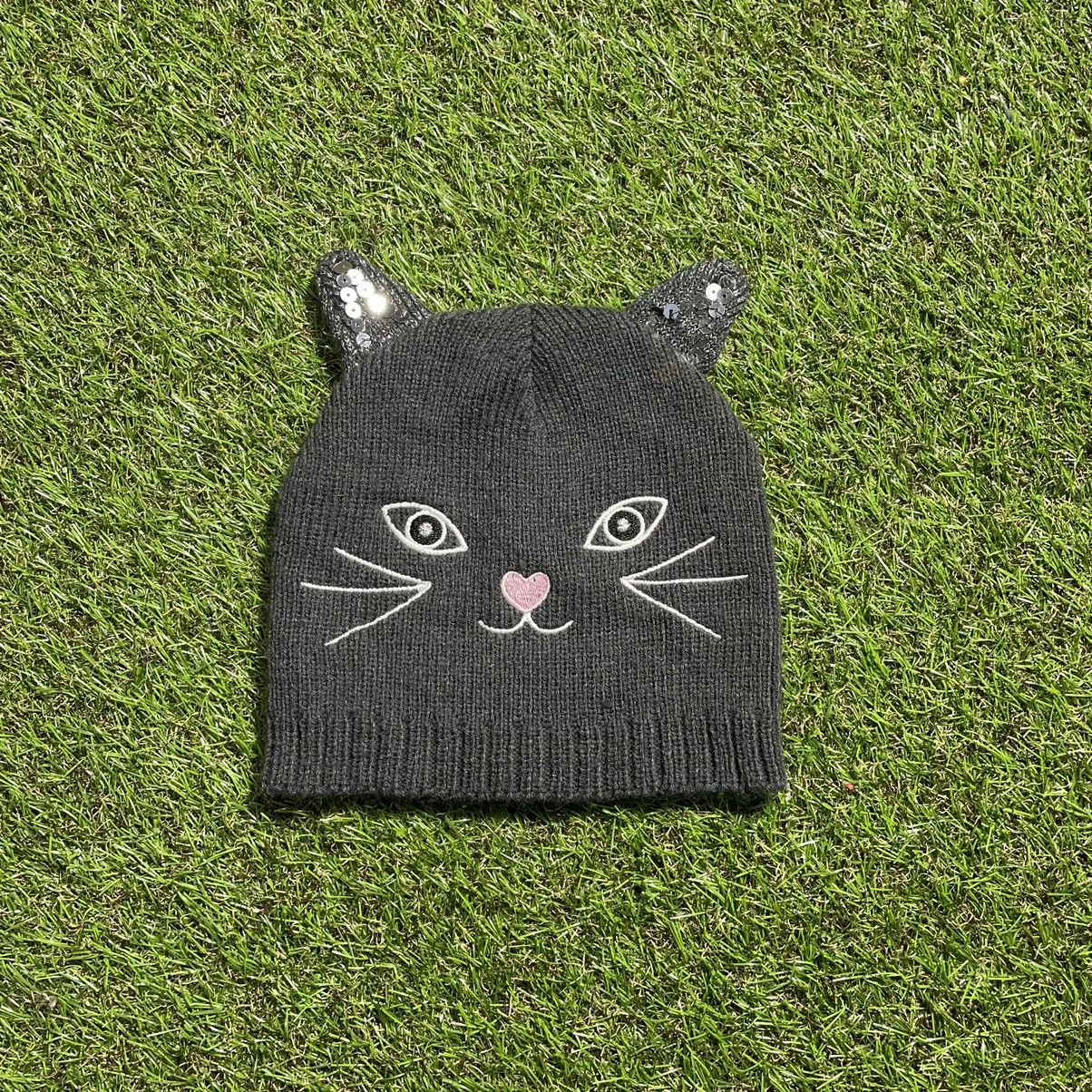 Vintage Vintage 90s Cat Beanie Black Mohair Knit Streetwear Faded OS Size ONE SIZE - 1 Thumbnail