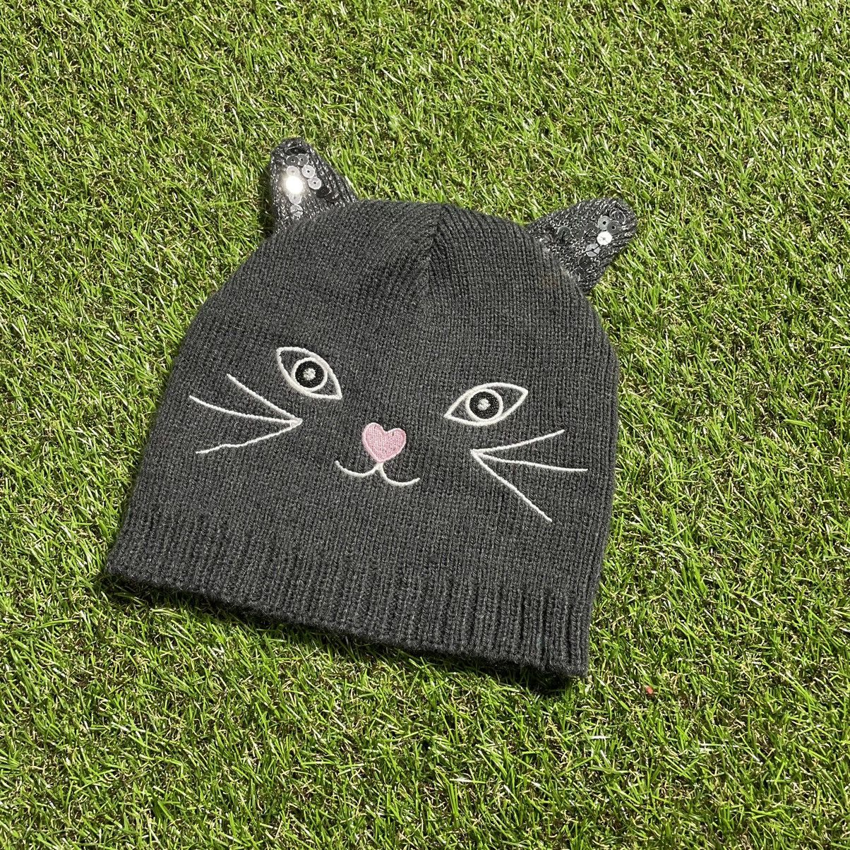 Vintage Vintage 90s Cat Beanie Black Mohair Knit Streetwear Faded OS Size ONE SIZE - 2 Thumbnail