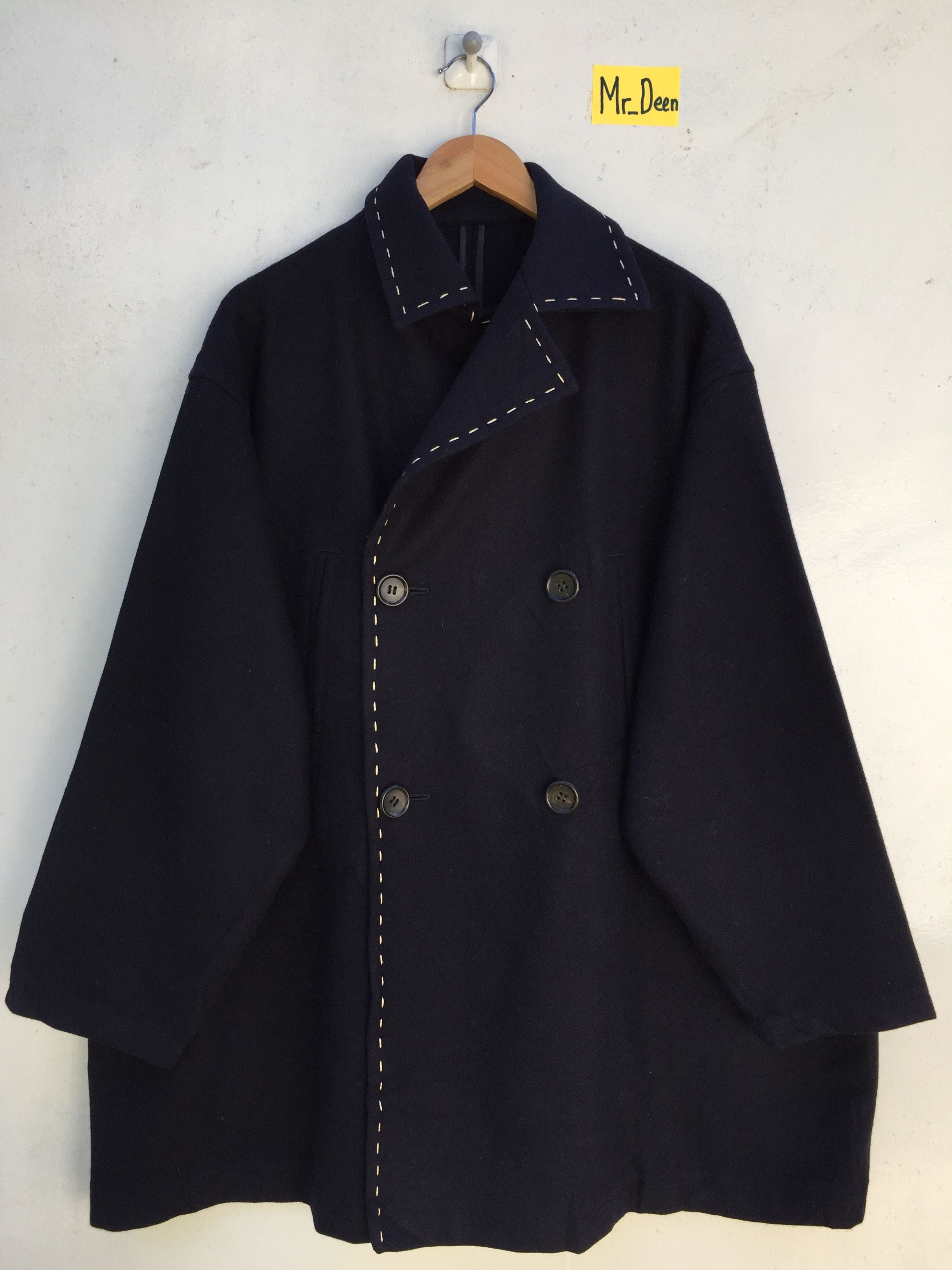 Yohji Yamamoto RARE!! Yohji Yamamoto Navy Blue Archival Wool Long Coat Size US XL / EU 56 / 4 - 7 Thumbnail