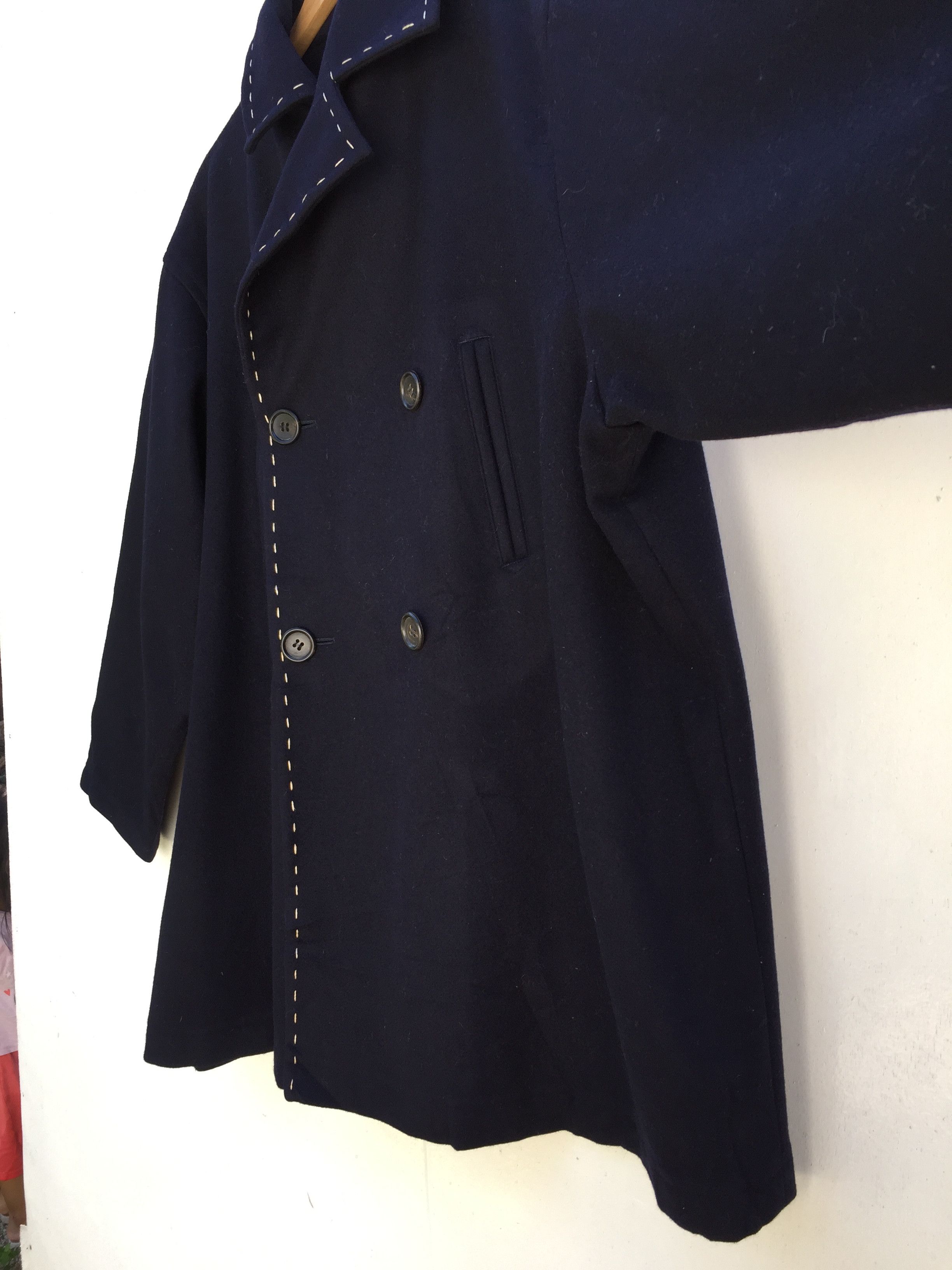 Yohji Yamamoto RARE!! Yohji Yamamoto Navy Blue Archival Wool Long Coat Size US XL / EU 56 / 4 - 9 Thumbnail