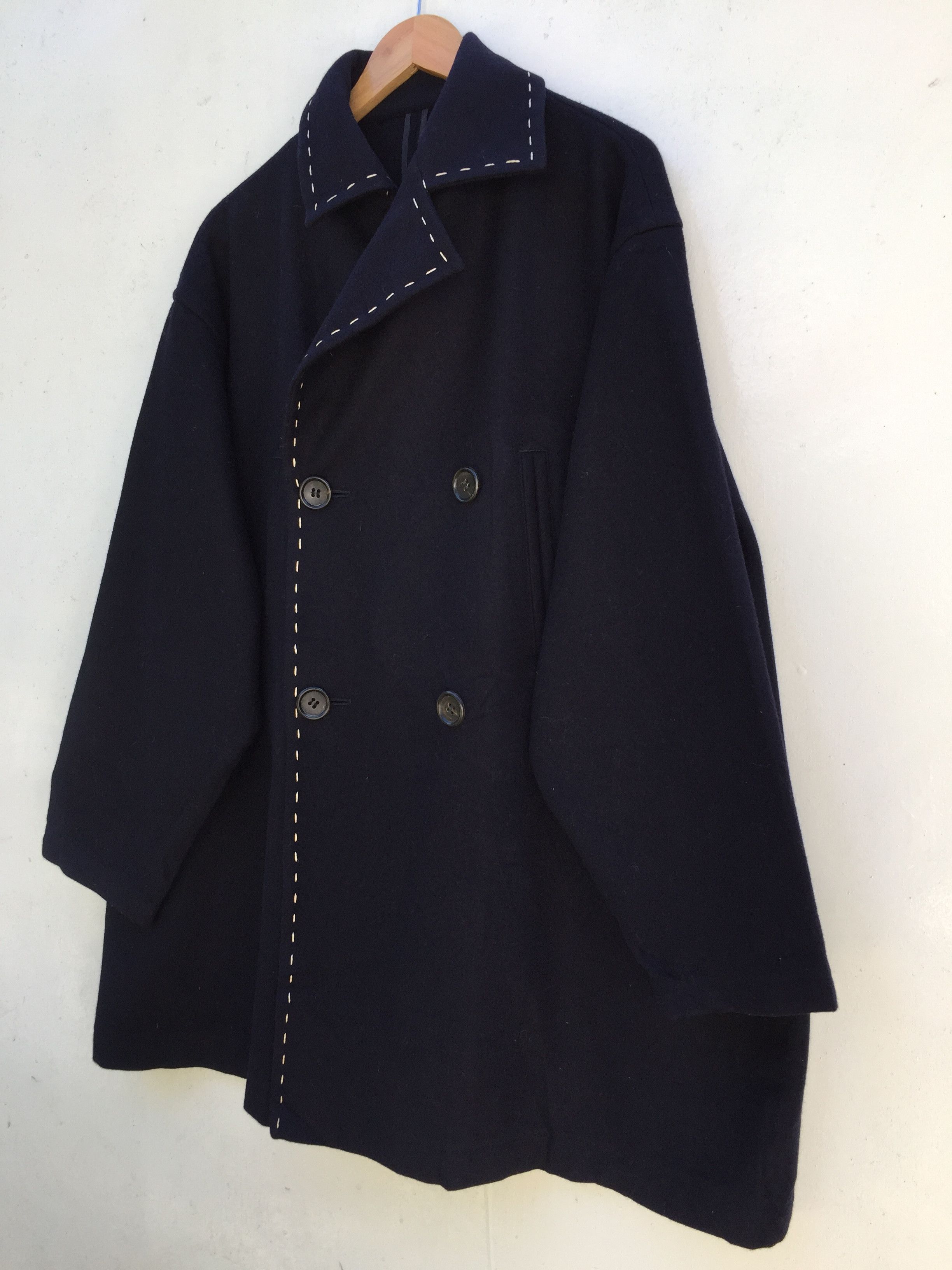 Yohji Yamamoto RARE!! Yohji Yamamoto Navy Blue Archival Wool Long Coat Size US XL / EU 56 / 4 - 4 Thumbnail