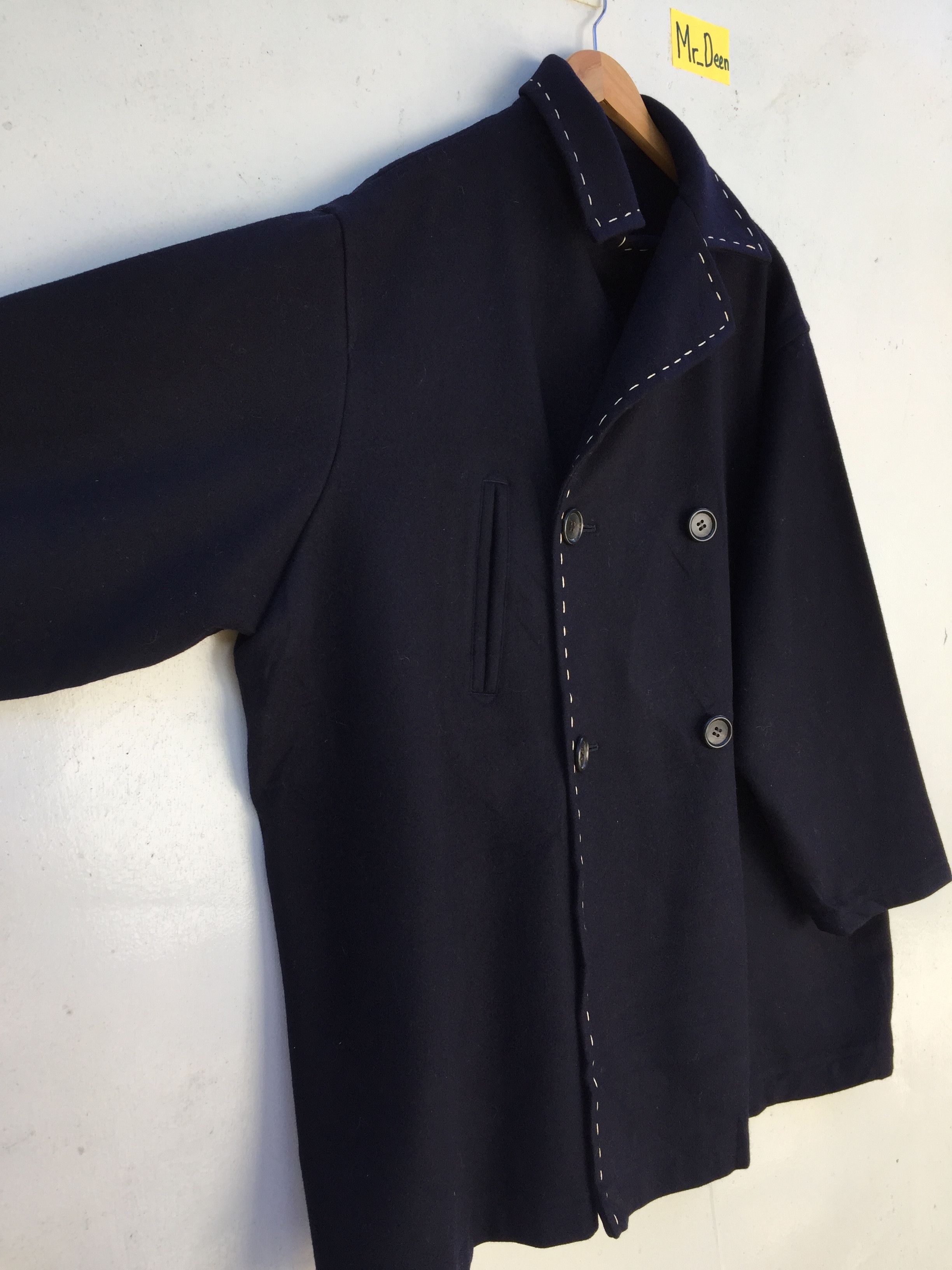 Yohji Yamamoto RARE!! Yohji Yamamoto Navy Blue Archival Wool Long Coat Size US XL / EU 56 / 4 - 8 Thumbnail