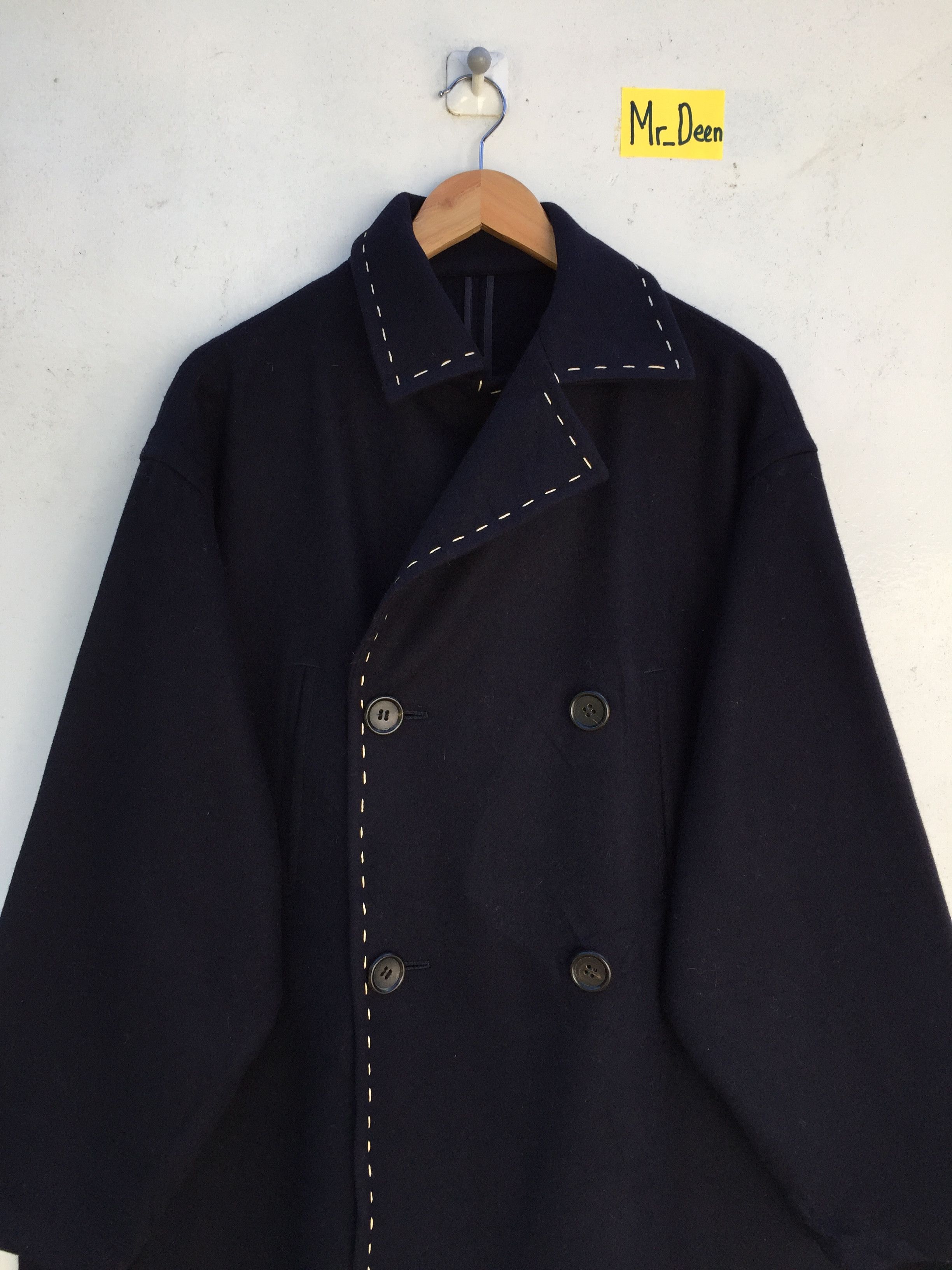 Yohji Yamamoto RARE!! Yohji Yamamoto Navy Blue Archival Wool Long Coat Size US XL / EU 56 / 4 - 6 Thumbnail