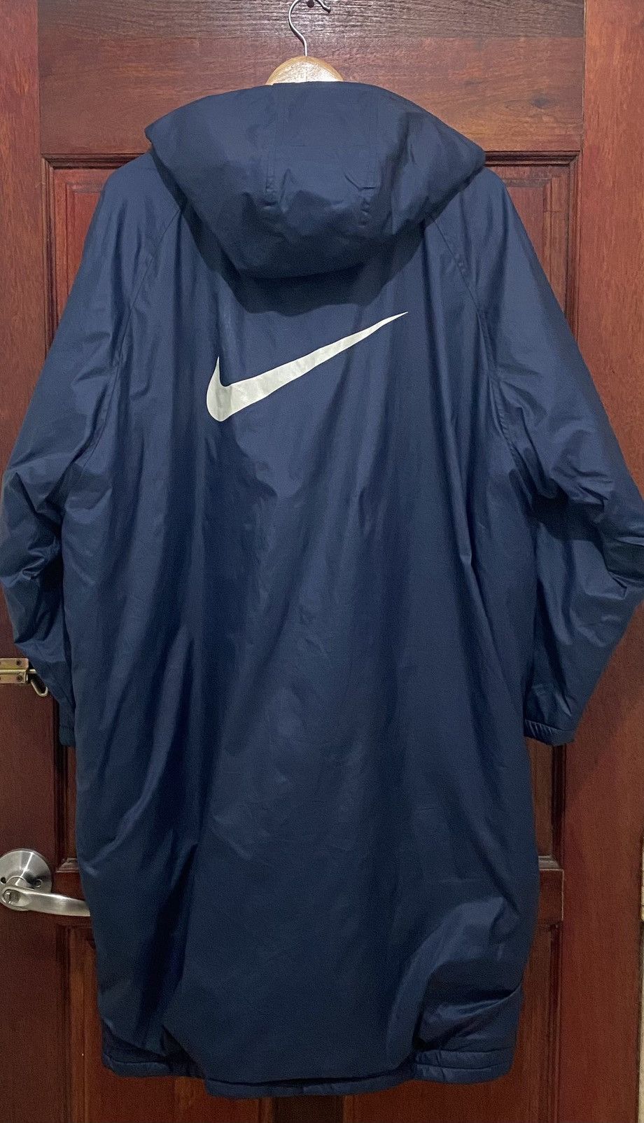 Nike × Vintage Vintage 90s Nike Big Logo Inner Fleece Long Coat Size US M / EU 48-50 / 2 - 4 Thumbnail
