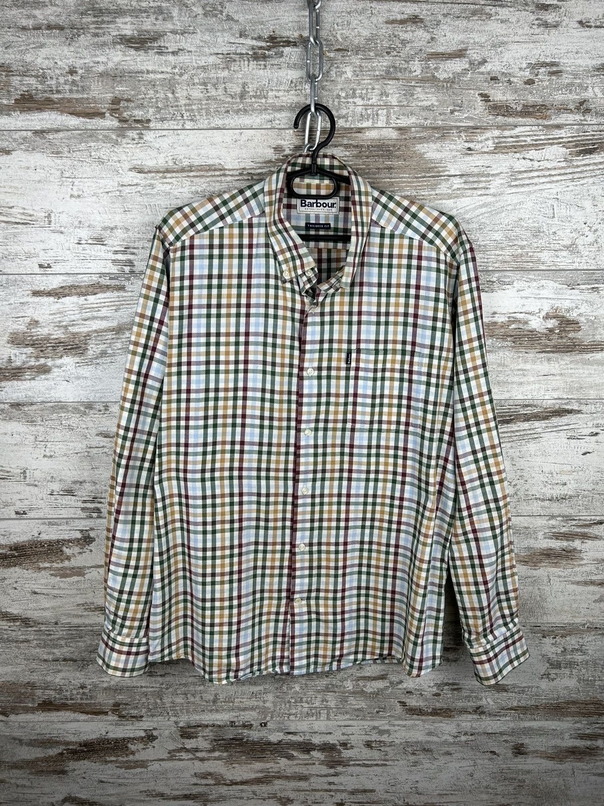 Barbour × Vintage Mens Vintage BARBOUR MENS LONG SLEEVE SHIRT button up tee Size US M / EU 48-50 / 2 - 1 Thumbnail