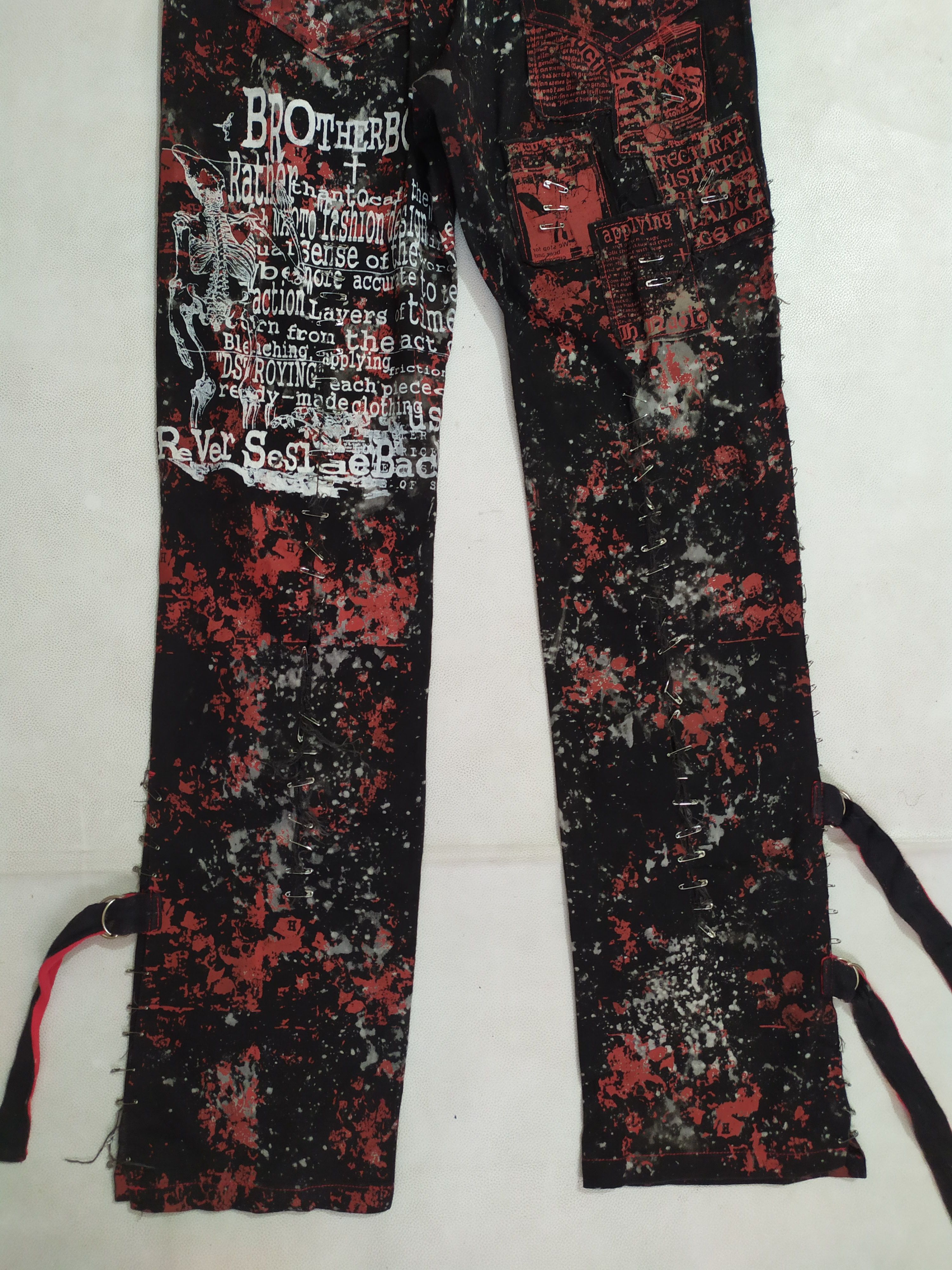 Japanese Brand 🔥H Anarchy By Naoto Japan Punk Bondage Distressed Pants Size US 28 / EU 44 - 10 Thumbnail