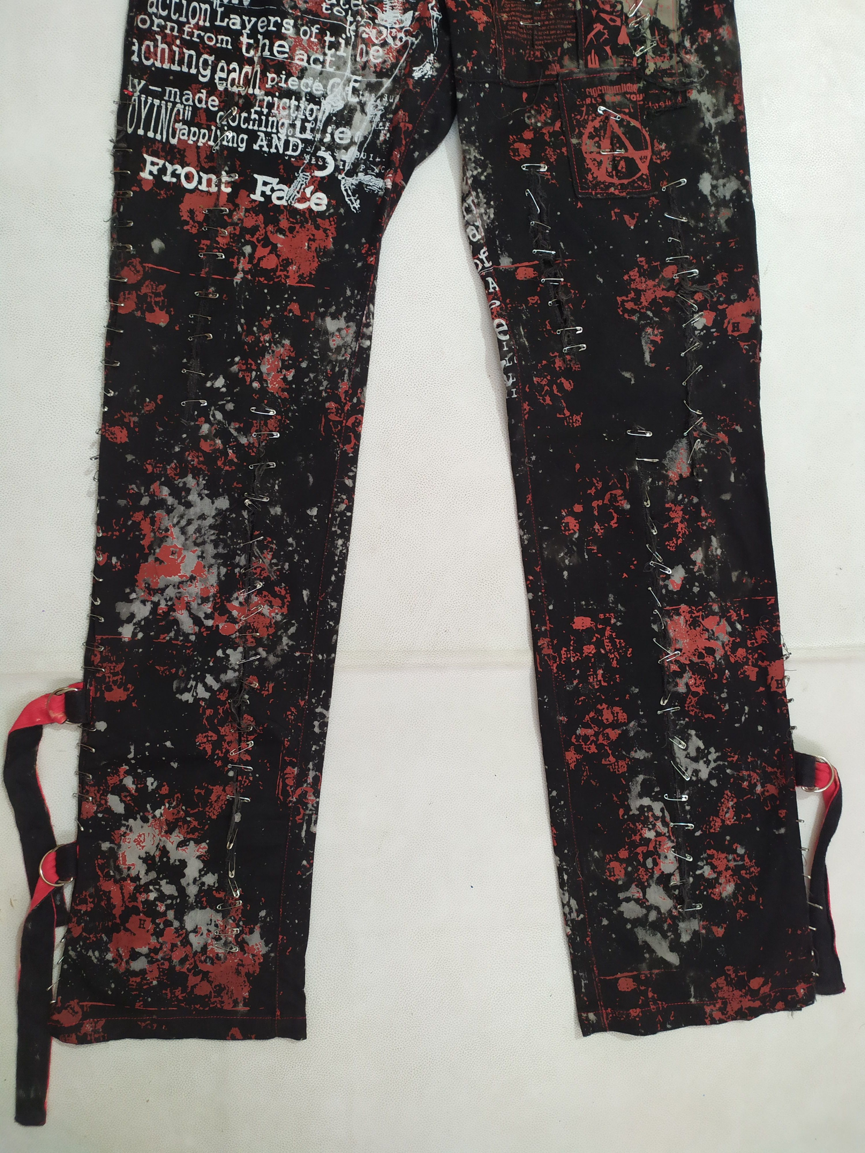 Japanese Brand 🔥H Anarchy By Naoto Japan Punk Bondage Distressed Pants Size US 28 / EU 44 - 3 Thumbnail