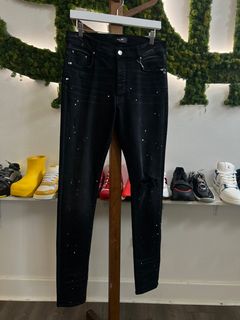 Amiri Paint Splatter Denim Longsleeve Shirt, Mens Size XL Black