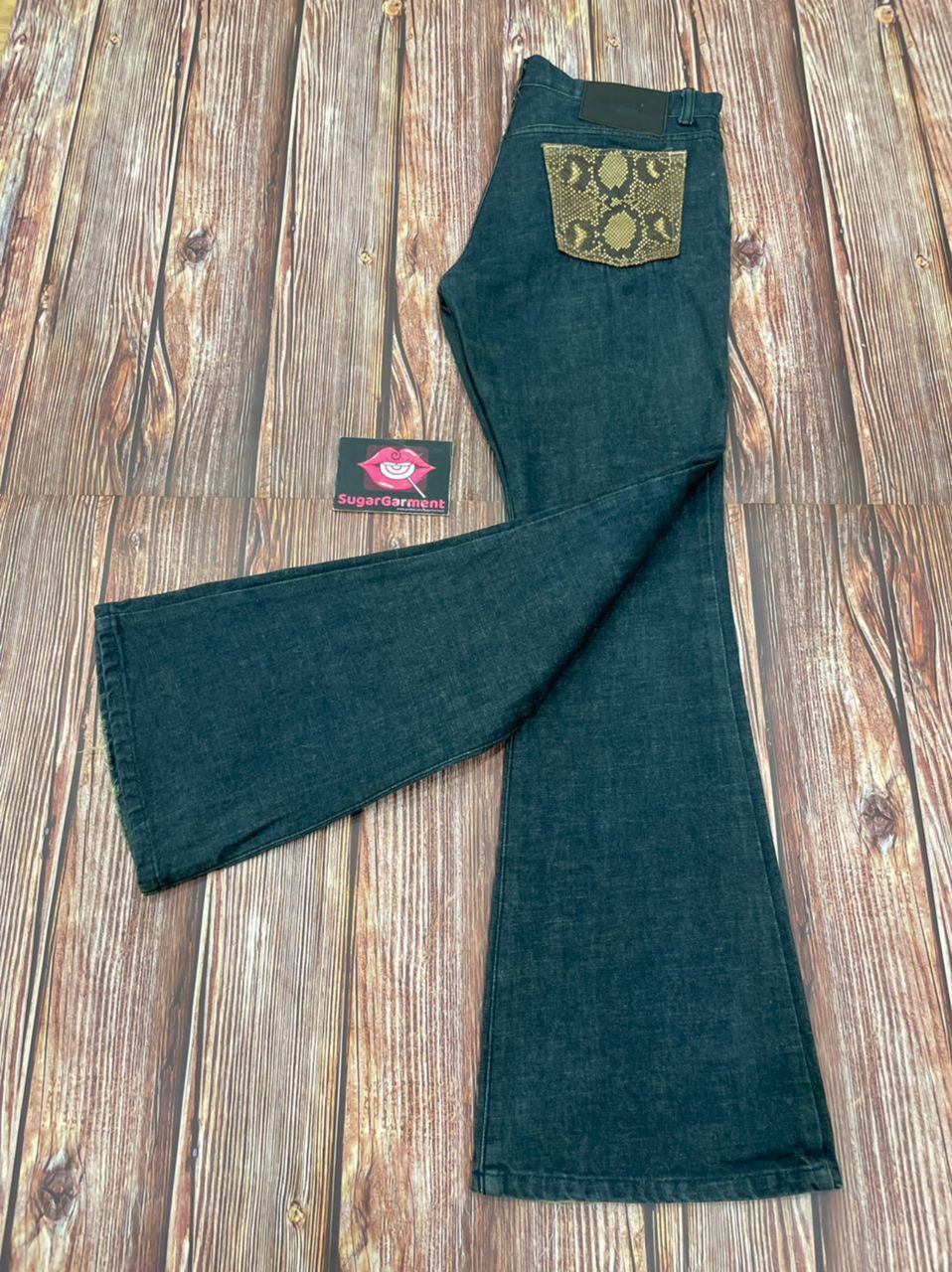 Japanese Brand Bell Bottom Flare Bootcut Jeans SNAKE SKINS VTG Size US 32 / EU 48 - 3 Thumbnail