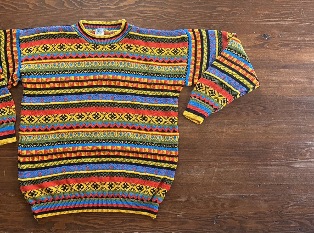 Vintage Vintage 90’s Tony Lambert 3D Knit Coogi Style Sweater Size US XL / EU 56 / 4 - 1 Thumbnail