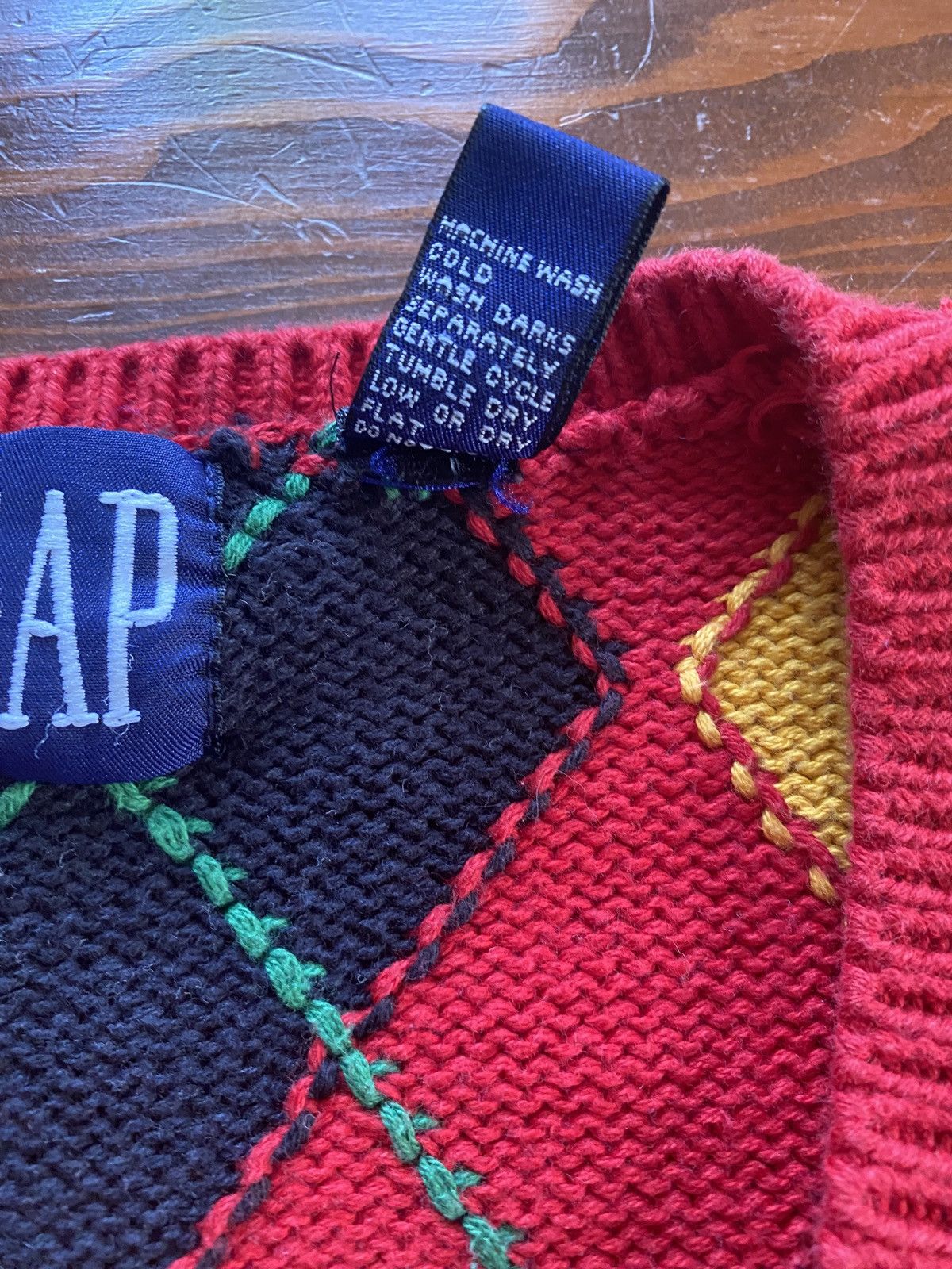 Gap Vintage 90’s Gap Women’s Argyle Oversized Knit Sweater Size M / US 6-8 / IT 42-44 - 4 Thumbnail