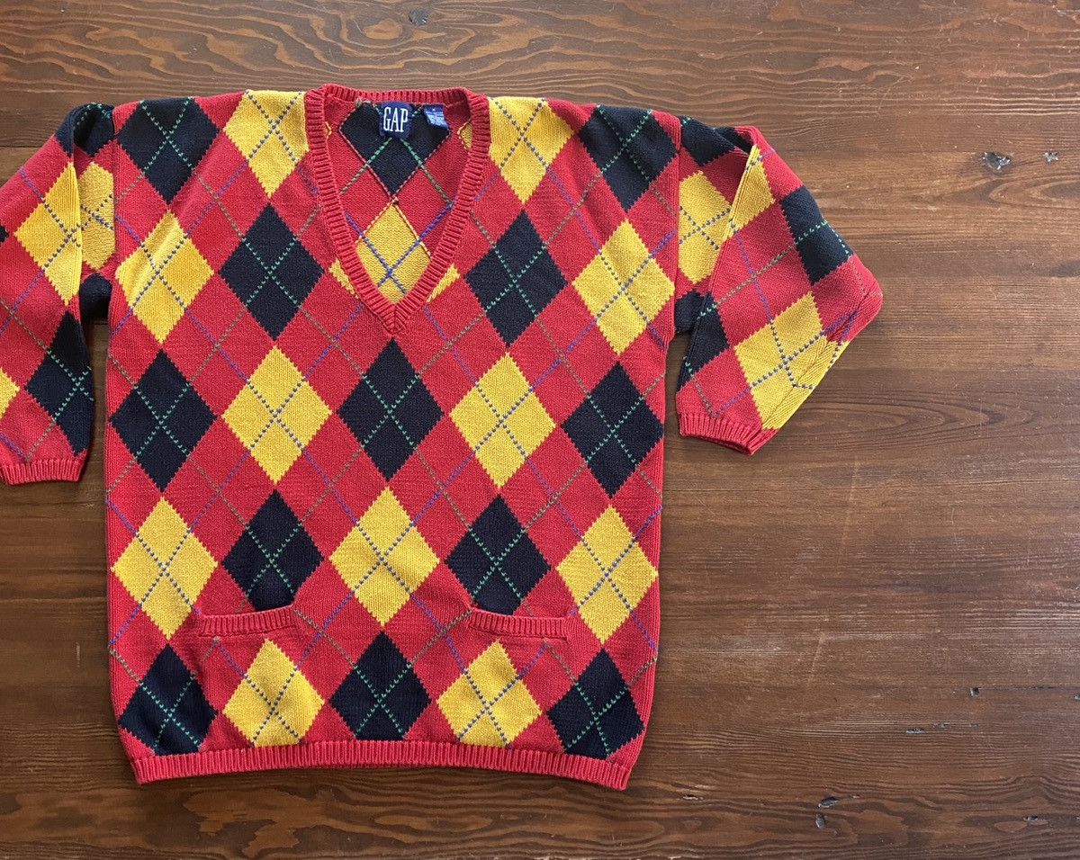 Gap Vintage 90’s Gap Women’s Argyle Oversized Knit Sweater Size M / US 6-8 / IT 42-44 - 1 Thumbnail