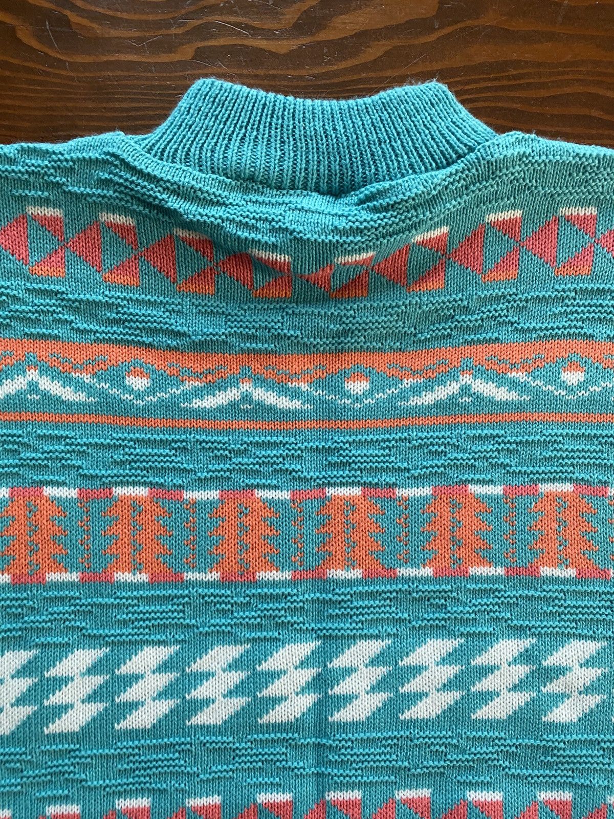 Vintage Vintage 80’s Textile Stripes Knit Mock Neck Sweater Size US M / EU 48-50 / 2 - 10 Thumbnail
