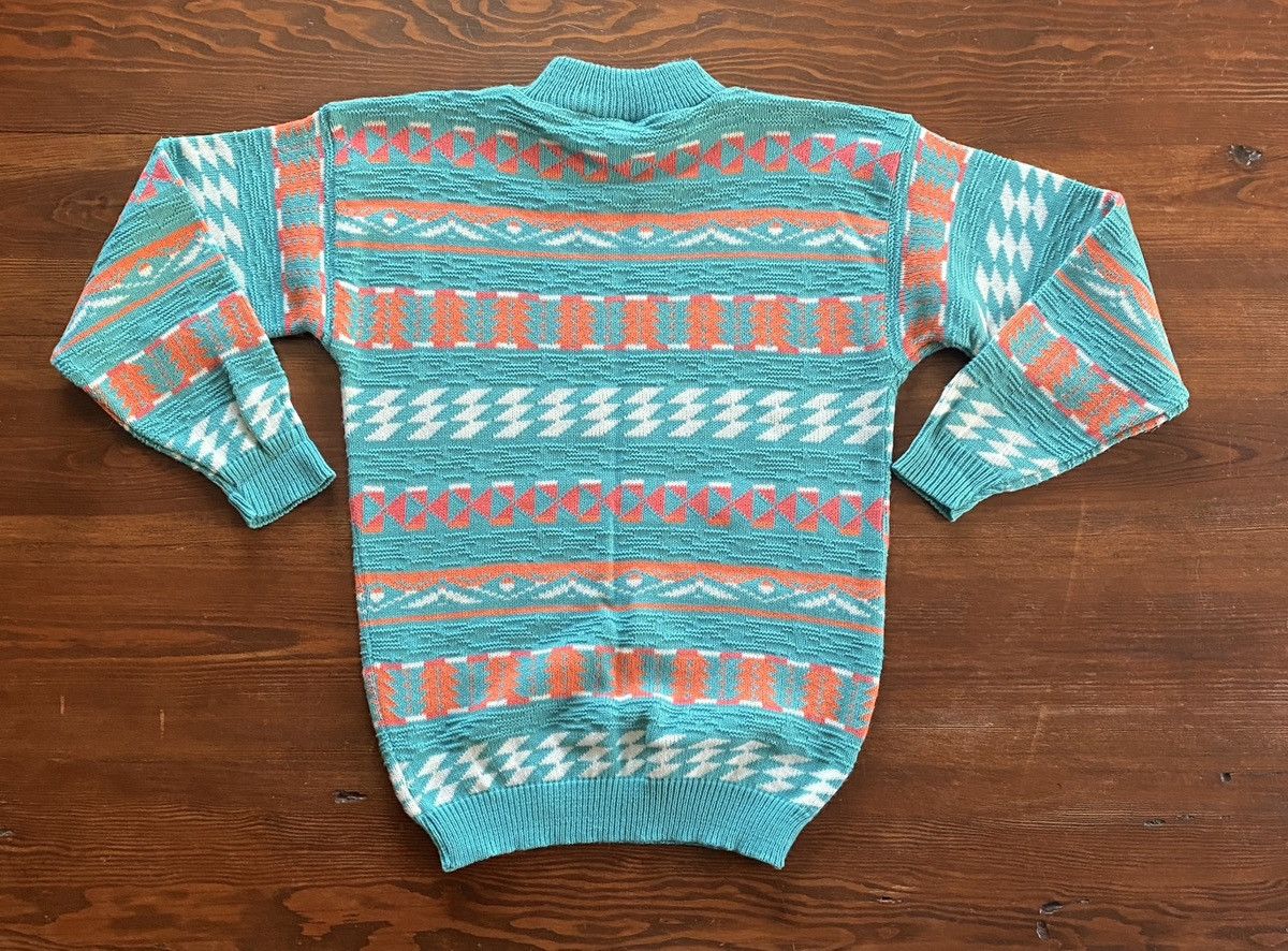 Vintage Vintage 80’s Textile Stripes Knit Mock Neck Sweater Size US M / EU 48-50 / 2 - 8 Thumbnail