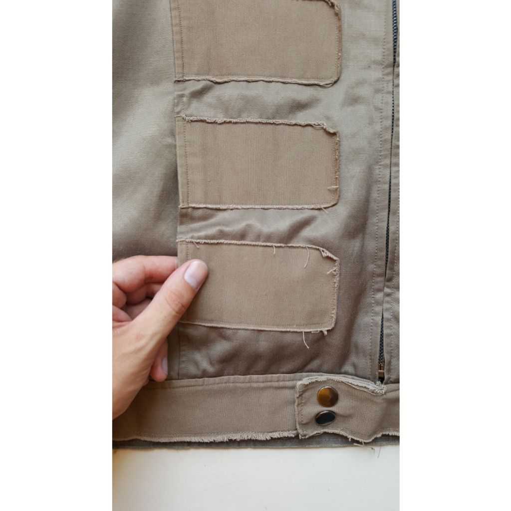 image of Roberto Cavalli Military Patches Distressed Light Jacket in Tan, Men's (Size XL)