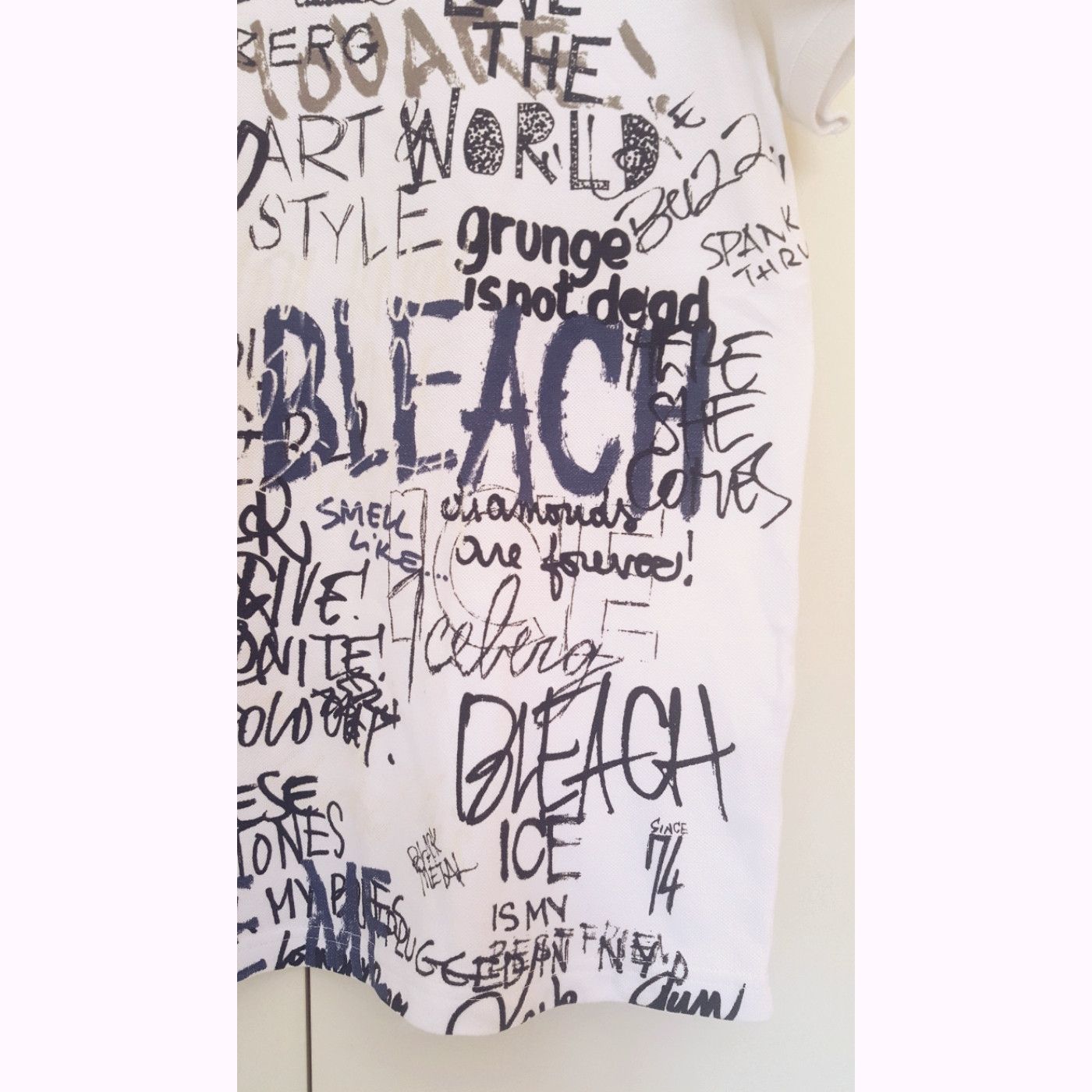 Iceberg Punk Grunge Written Claims White Polo Size US M / EU 48-50 / 2 - 1 Thumbnail