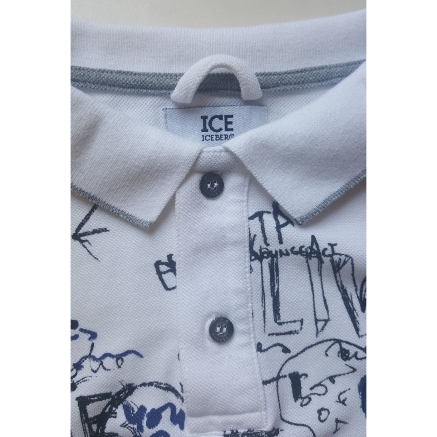 Iceberg Punk Grunge Written Claims White Polo Size US M / EU 48-50 / 2 - 4 Thumbnail