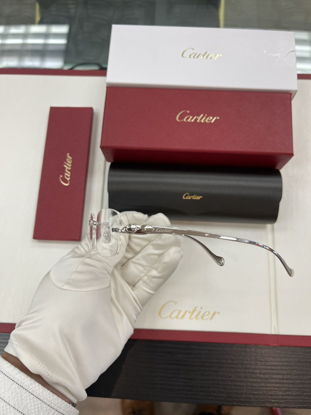 Cartier NEW Cartier Platinum Panther Eyeglasses Glasses CT0058 Size ONE SIZE - 3 Thumbnail