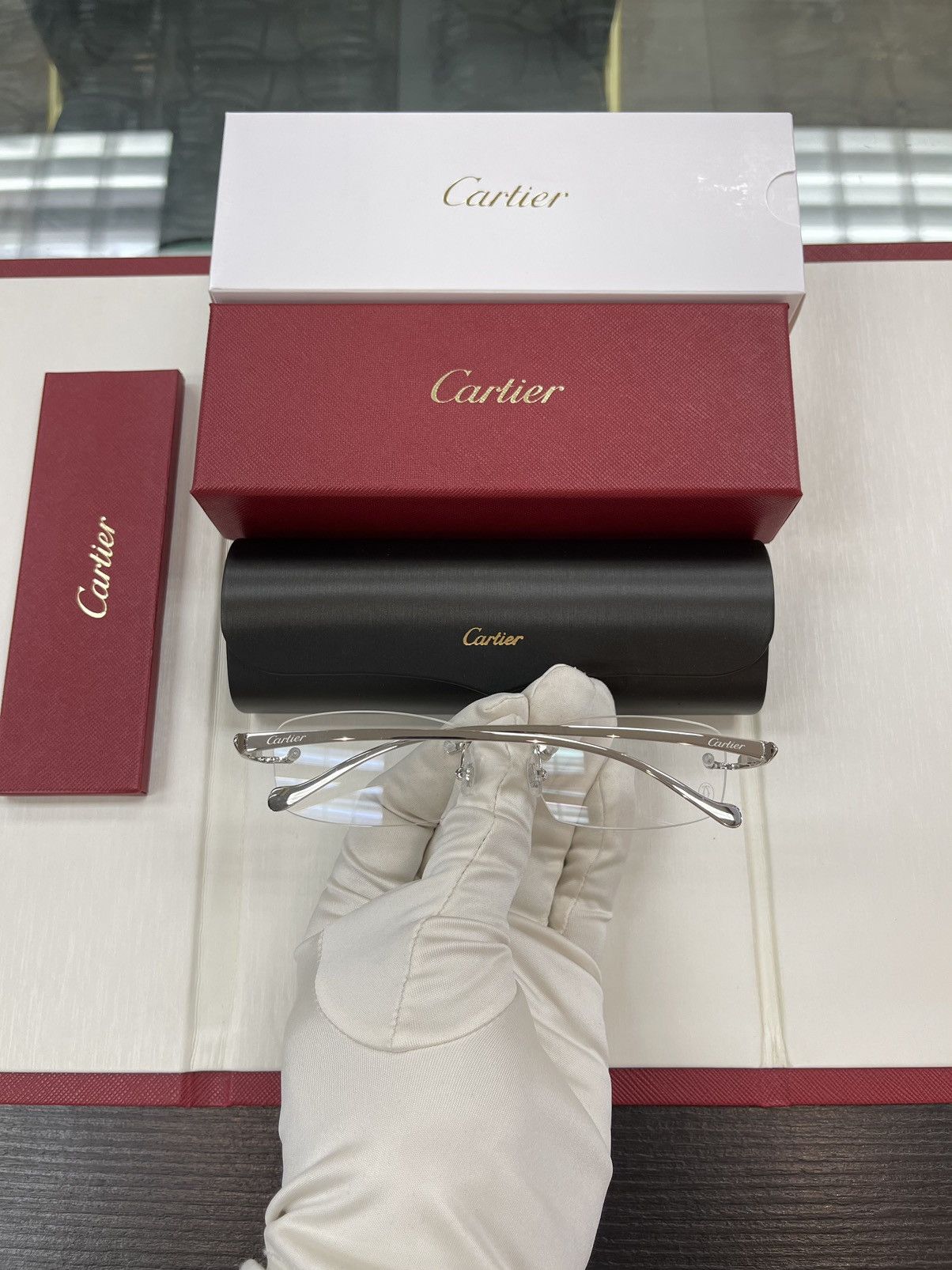 Cartier NEW Cartier Platinum Panther Eyeglasses Glasses CT0058 Size ONE SIZE - 4 Thumbnail