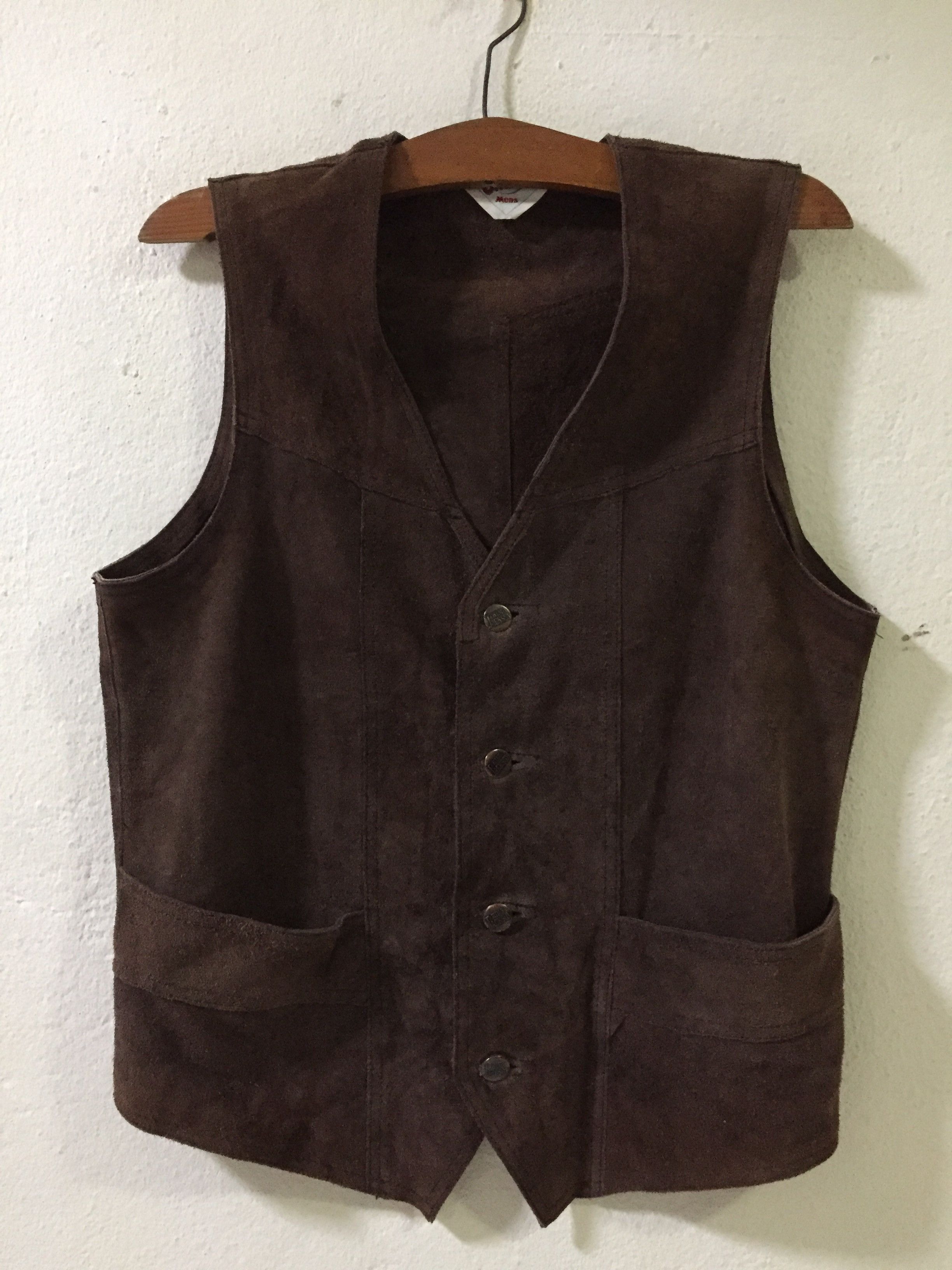 image of Vintage King Jackson Leather Vest in Brown, Men's (Size Small)