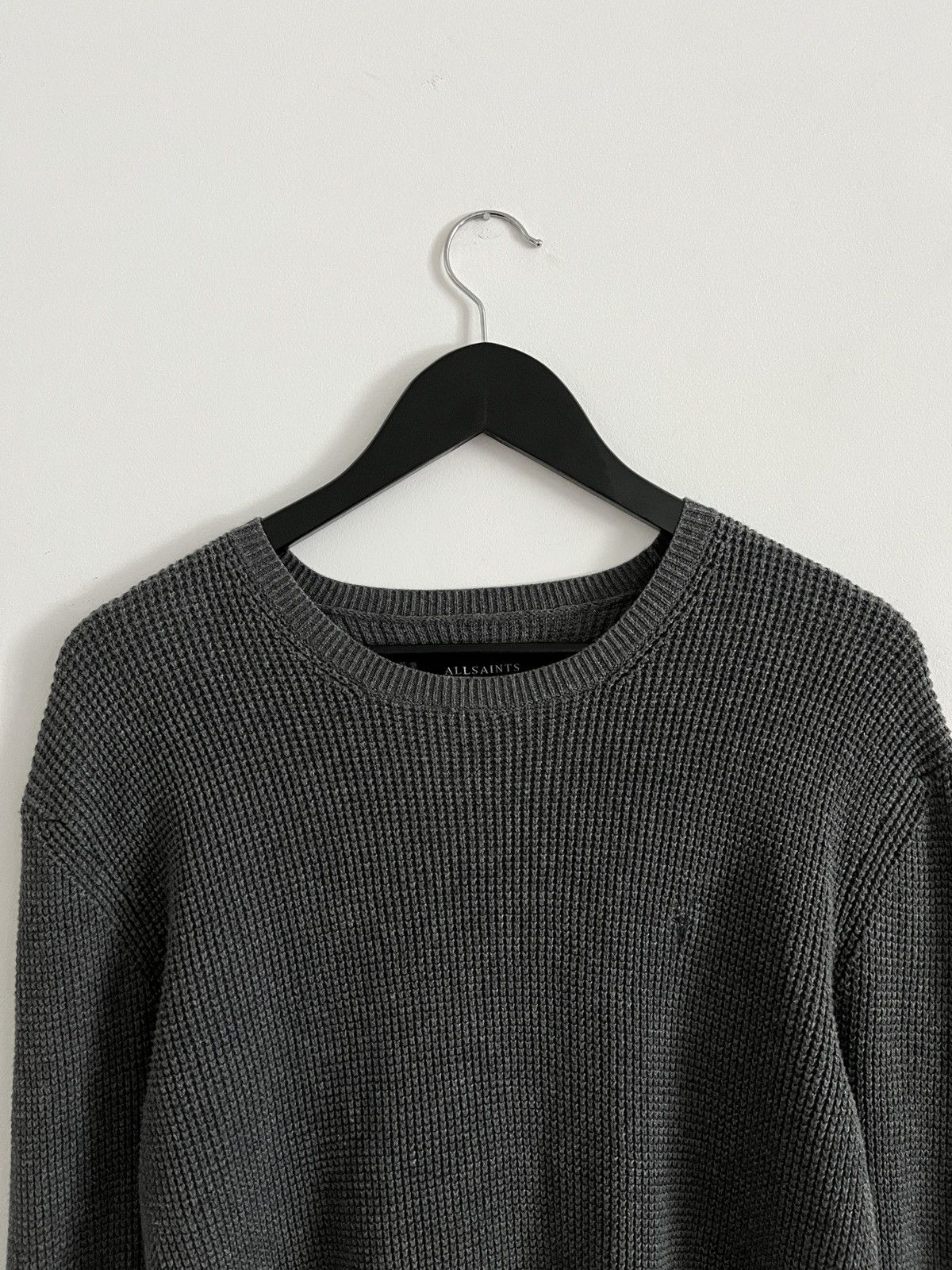 Allsaints ALLSAINTS Waffle Knit Gray Crew Sweatshirt Size US M / EU 48-50 / 2 - 2 Thumbnail